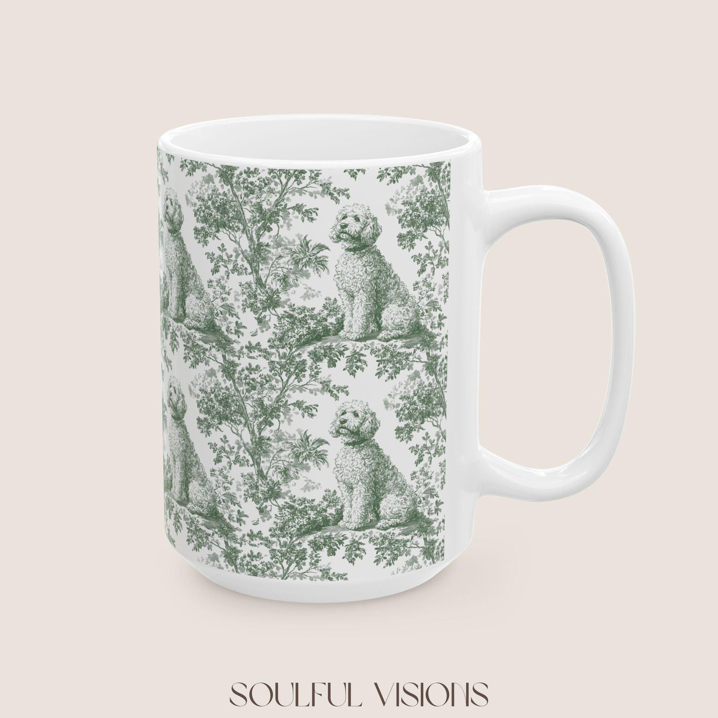 Golden doodle French Pastel Toile de Jouy Mug