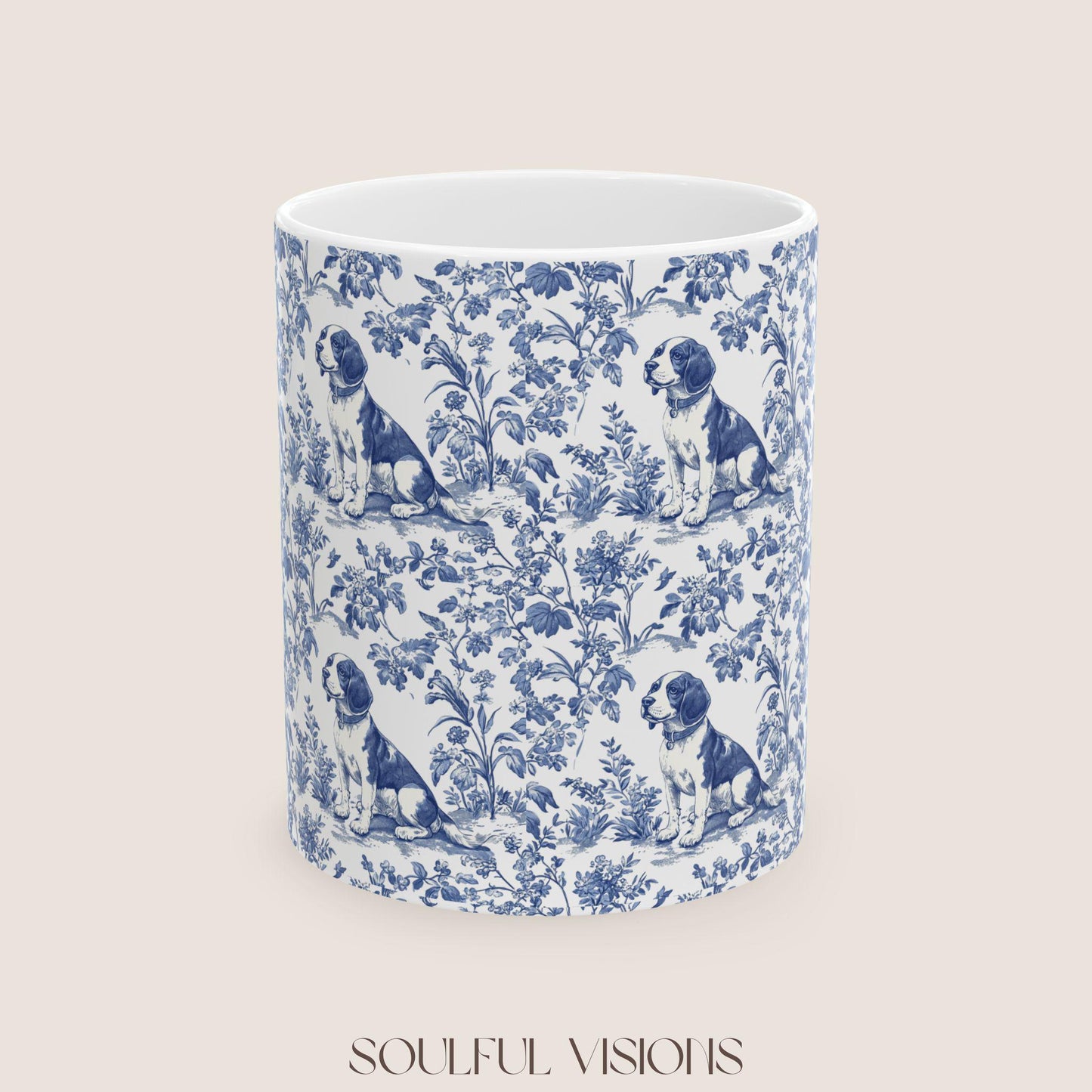 Beagle French Toile de Jouy Mug, Beagle Mug, Beagle gift, Dog Toile Jouy Mug, Beagle Lovers Gift, Beagle mom gift, Beagle, Dog Gift Mugs