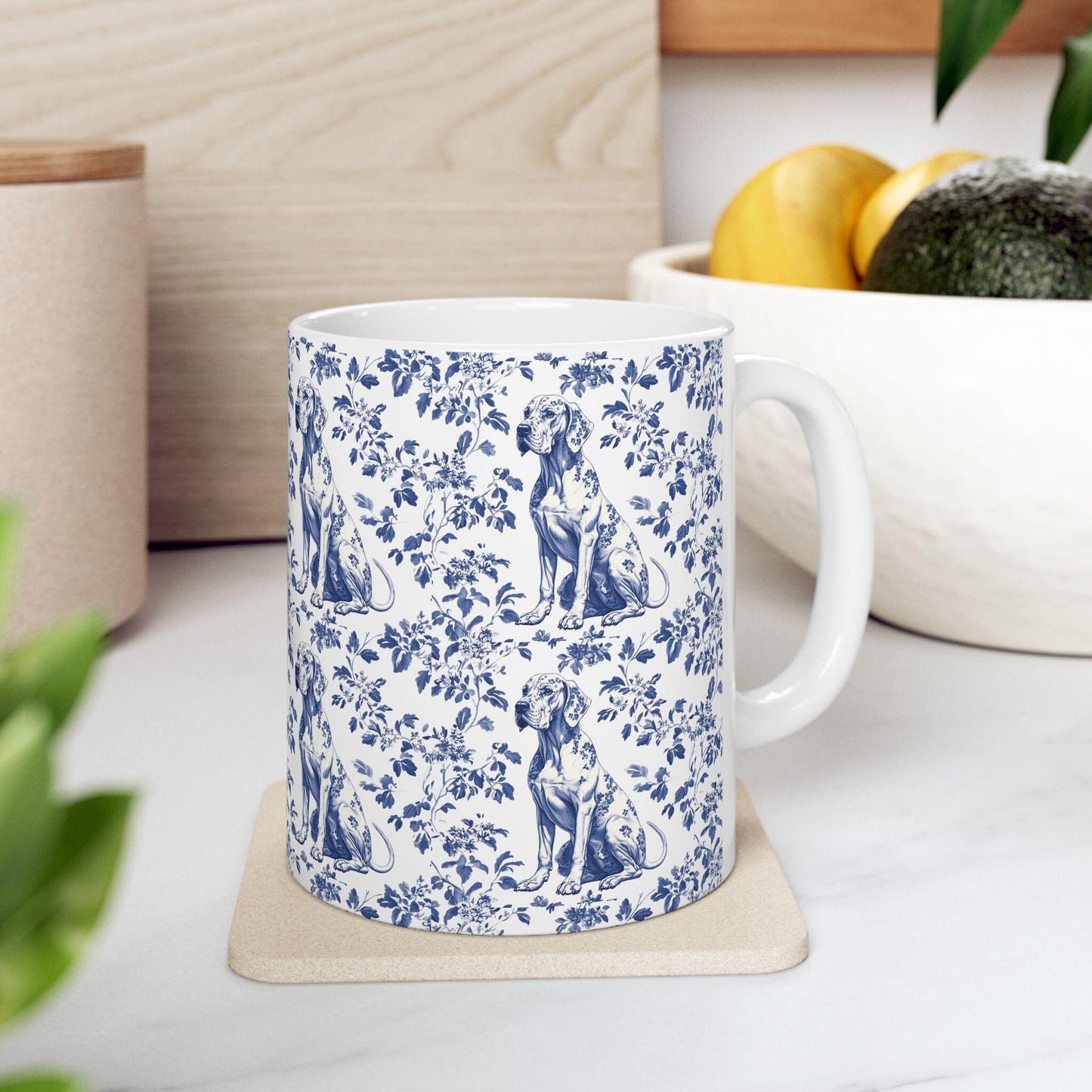 Great Dane French Toile De Jouy Mug, Great Dane Mug, Great Dane mom, Great Dane gift, Great Dane, Great Dane Lover, Great Dane Coffee Cup