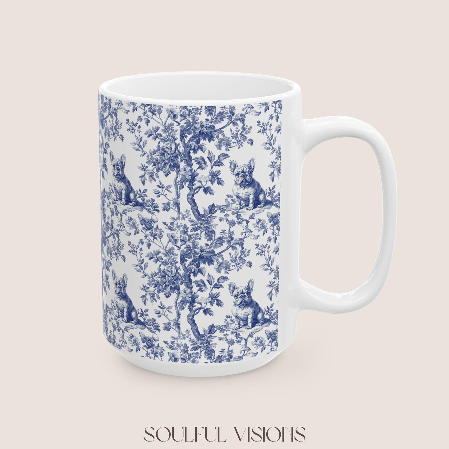 French Bulldog French Toile De Jouy Mug, French Bulldog Mug, Frenchie mom, French Bulldog, French Bulldog Lover gift, Frenchie Coffee Mug