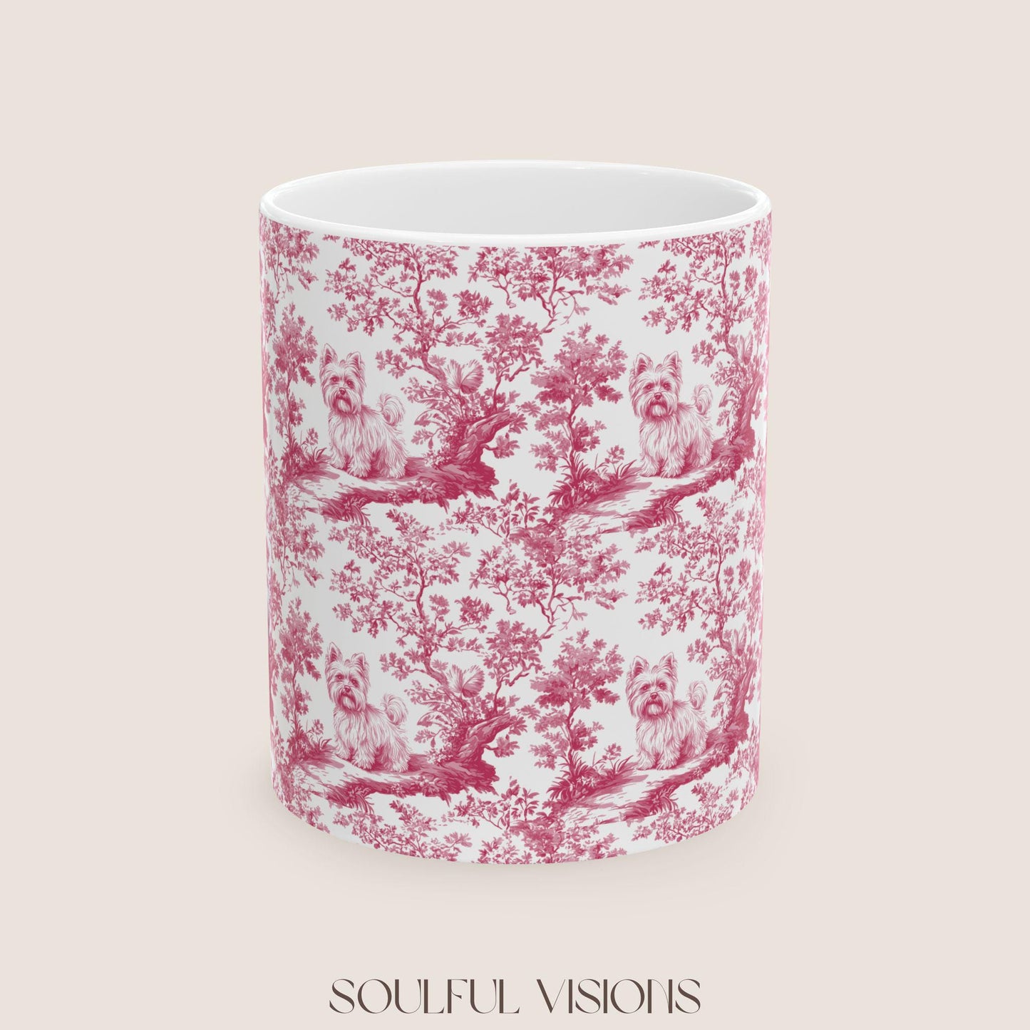 Yorkie French Pink toile de jouy Mug, Yorkie Mug, Yorkie Gifts, Yorkshire terrier, Yorkie mom, Yorkie lover, Dog mom Mug, Yorkie Owner Gift