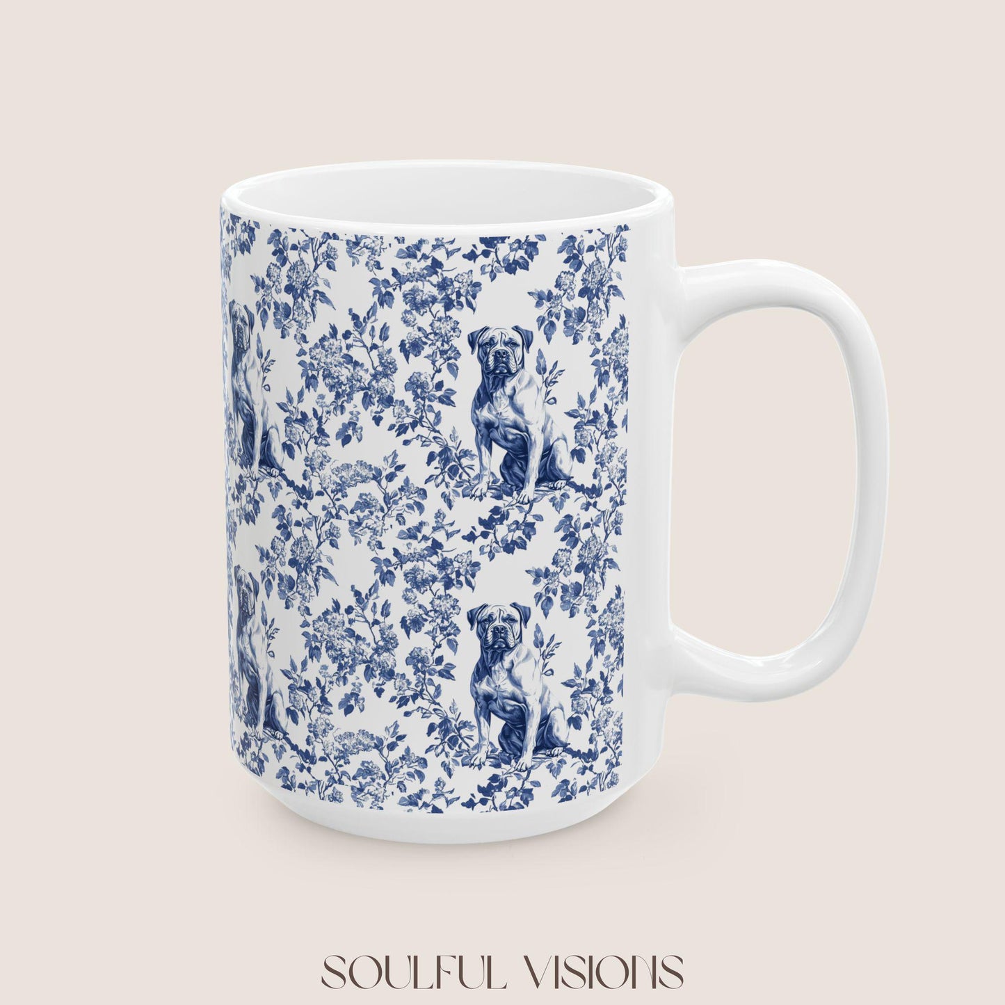 Presa Canario French Blue Toile de Jouy Mug, Presa Canario Mugs, Presa Canario Gift, Presa Canario, Presa Canario mama
