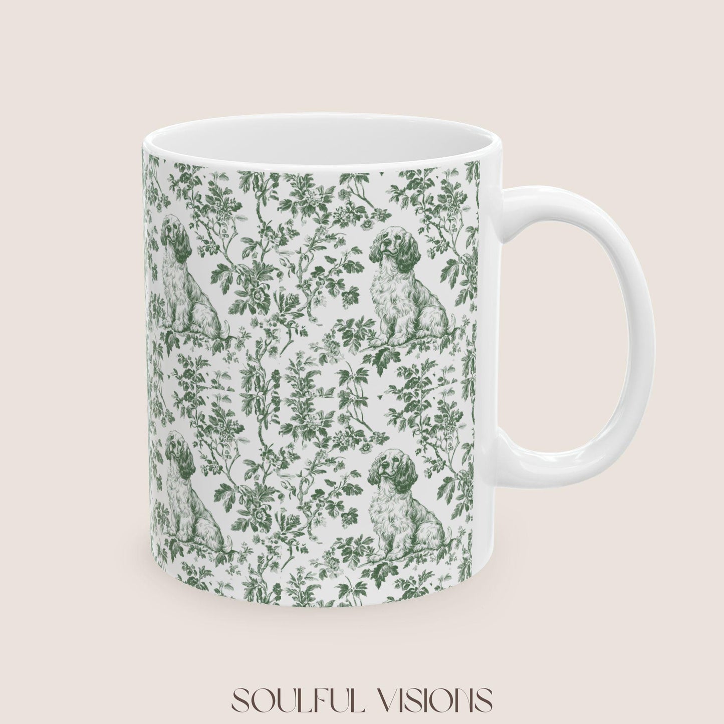 Cocker Spaniel French Toile De Jouy Mug , Cocker Spaniel Mug, Spaniel, American Cocker Spaniel, Cocker Spaniel Lover Gift, Spaniel Mugs