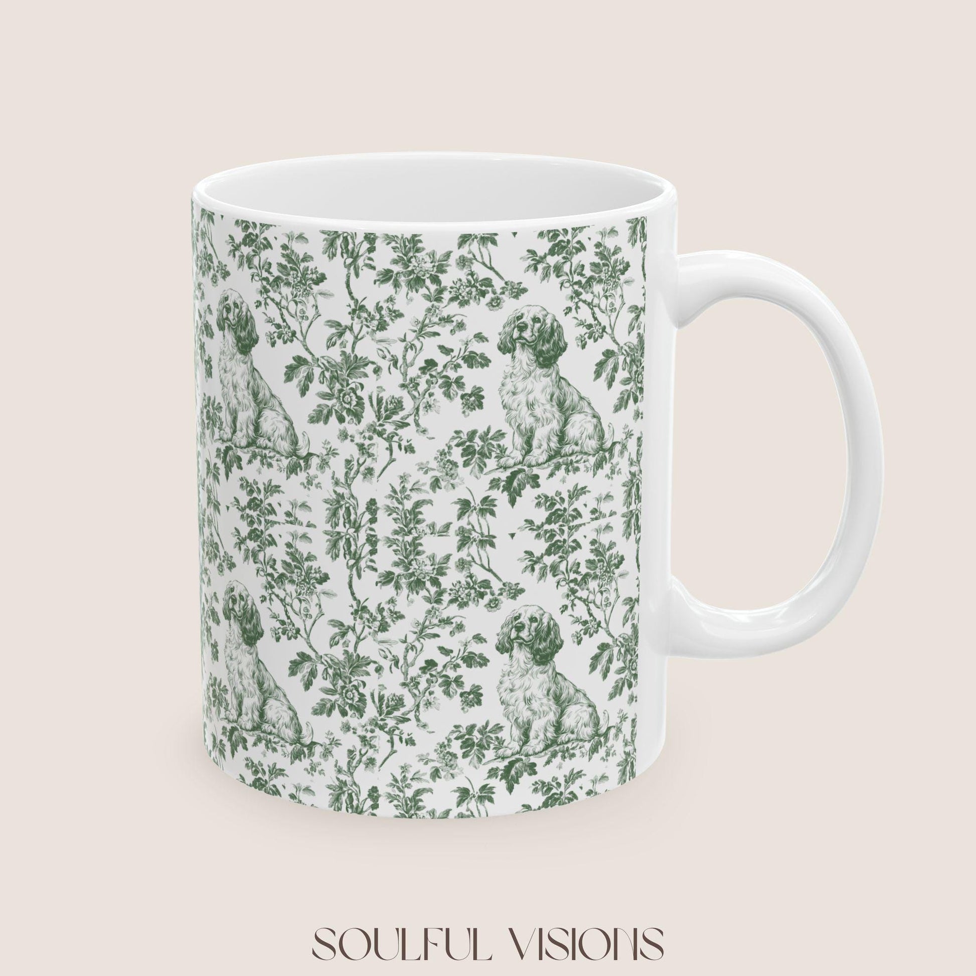 Cocker Spaniel French Toile De Jouy Mug , Cocker Spaniel Mug, Spaniel, American Cocker Spaniel, Cocker Spaniel Lover Gift, Spaniel Mugs