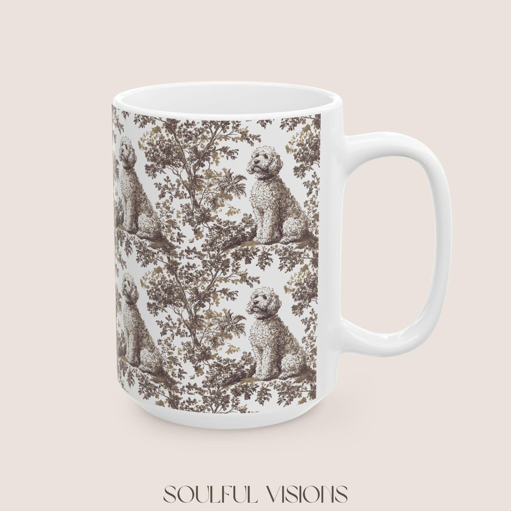 Golden doodle French Toile de Jouy Mug, Golden doodle Mugs, Doodle Gift, Golden doodle gift, Goldendoodle, Doodle mama Gift, Doodle Mom