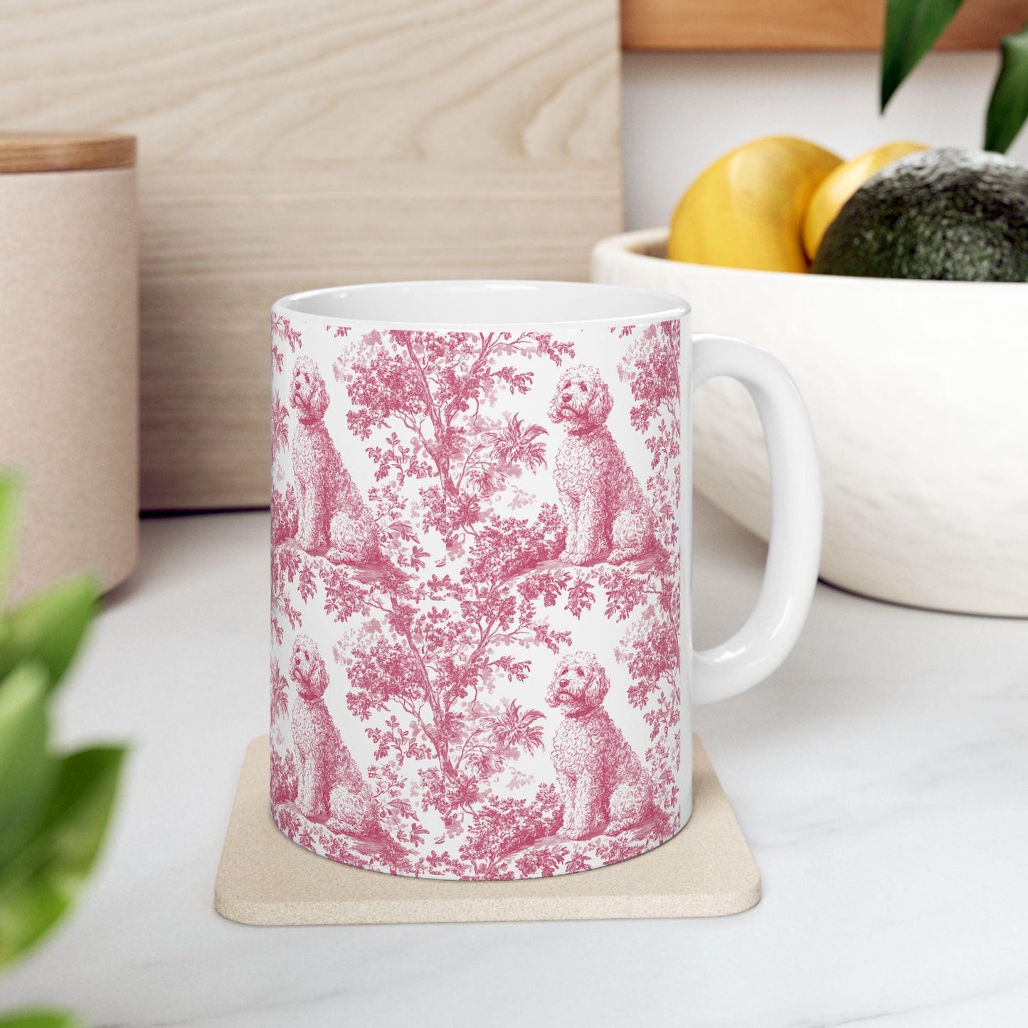 Golden doodle French Pink Toile de Jouy Mug, Golden doodle Mugs, Doodle, Golden doodle gift, Goldendoodle, Doodle mama Gift, Doodle Mom