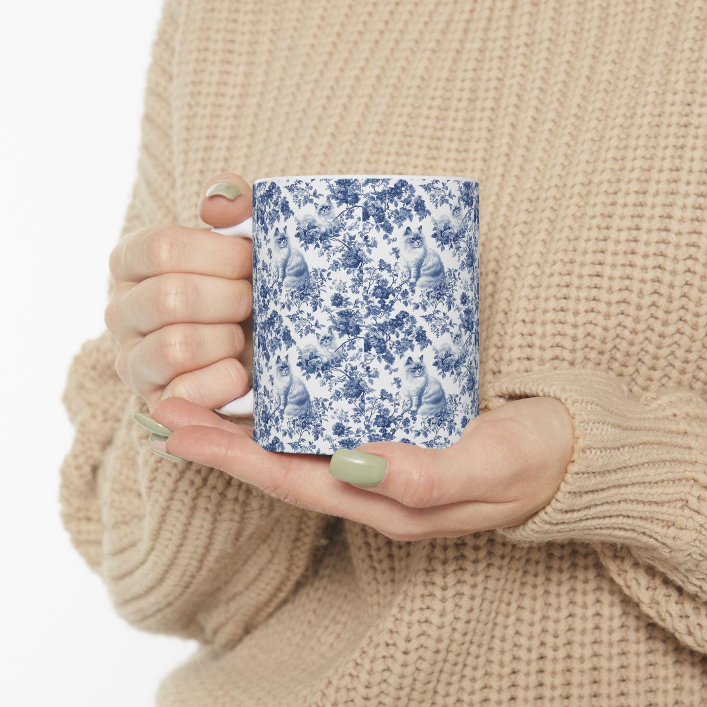 Ragdoll Cat Blue French Toile De Jouy Mug, Ragdoll Mug, Ragdoll cat mom, Ragdoll gift, Ragdoll Cat, Cat Toile Mug, Cat mom Mug, Ragdoll Gits