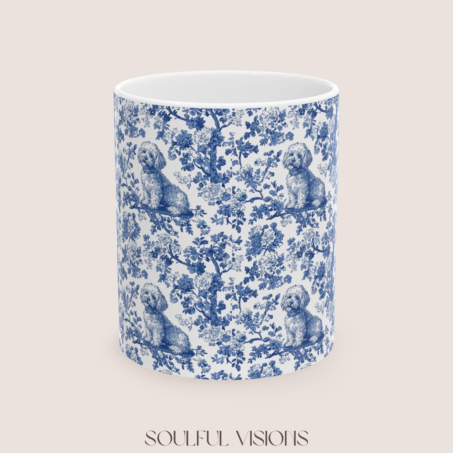 Bichon Frise French Toile De Jouy Mug, Bichon Frise Mug, Bichon Lover Gift, Bichon Frise, Bichon Frise Owner, Bichon Frise Mom Gift