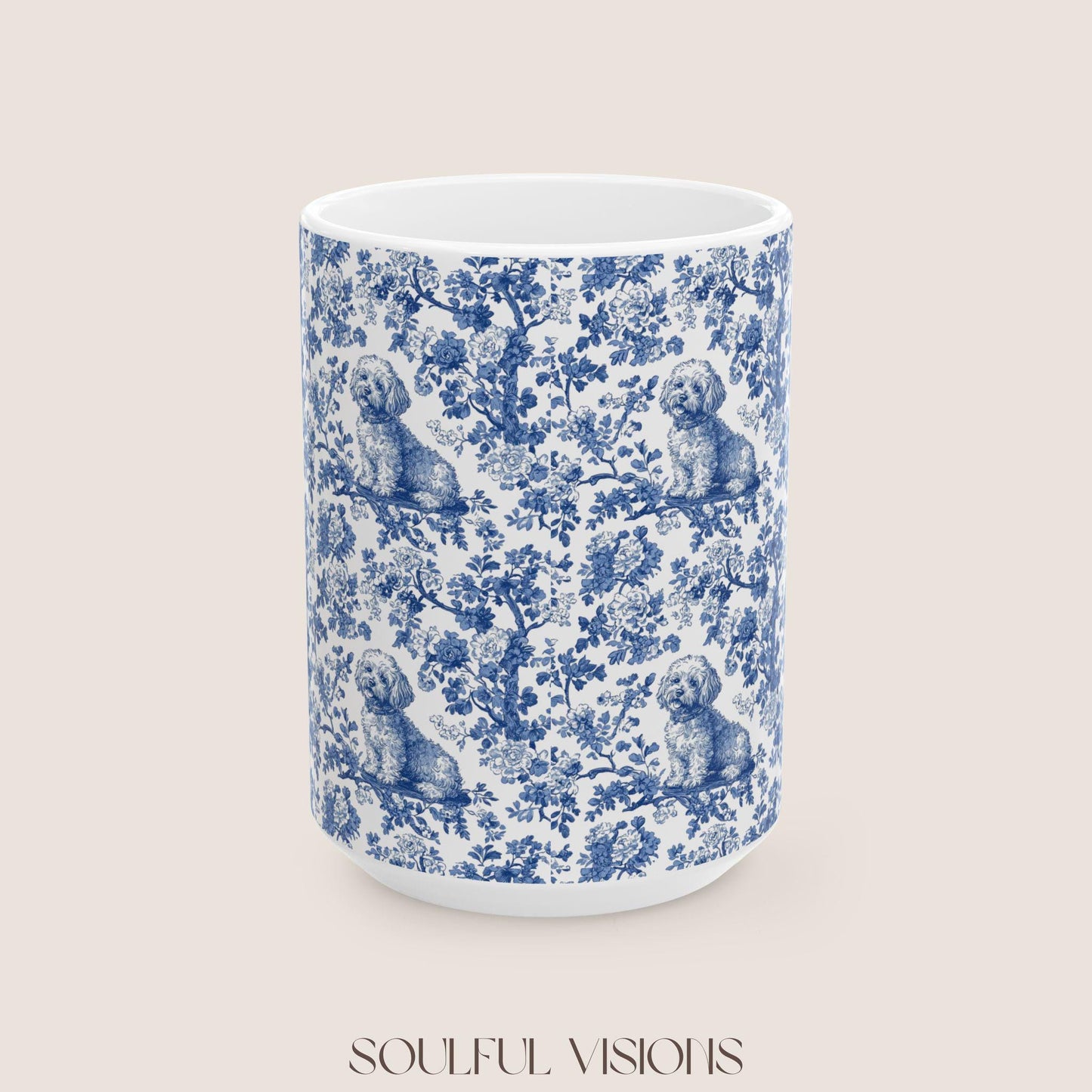 Bichon Frise French Toile De Jouy Mug, Bichon Frise Mug, Bichon Lover Gift, Bichon Frise, Bichon Frise Owner, Bichon Frise Mom Gift