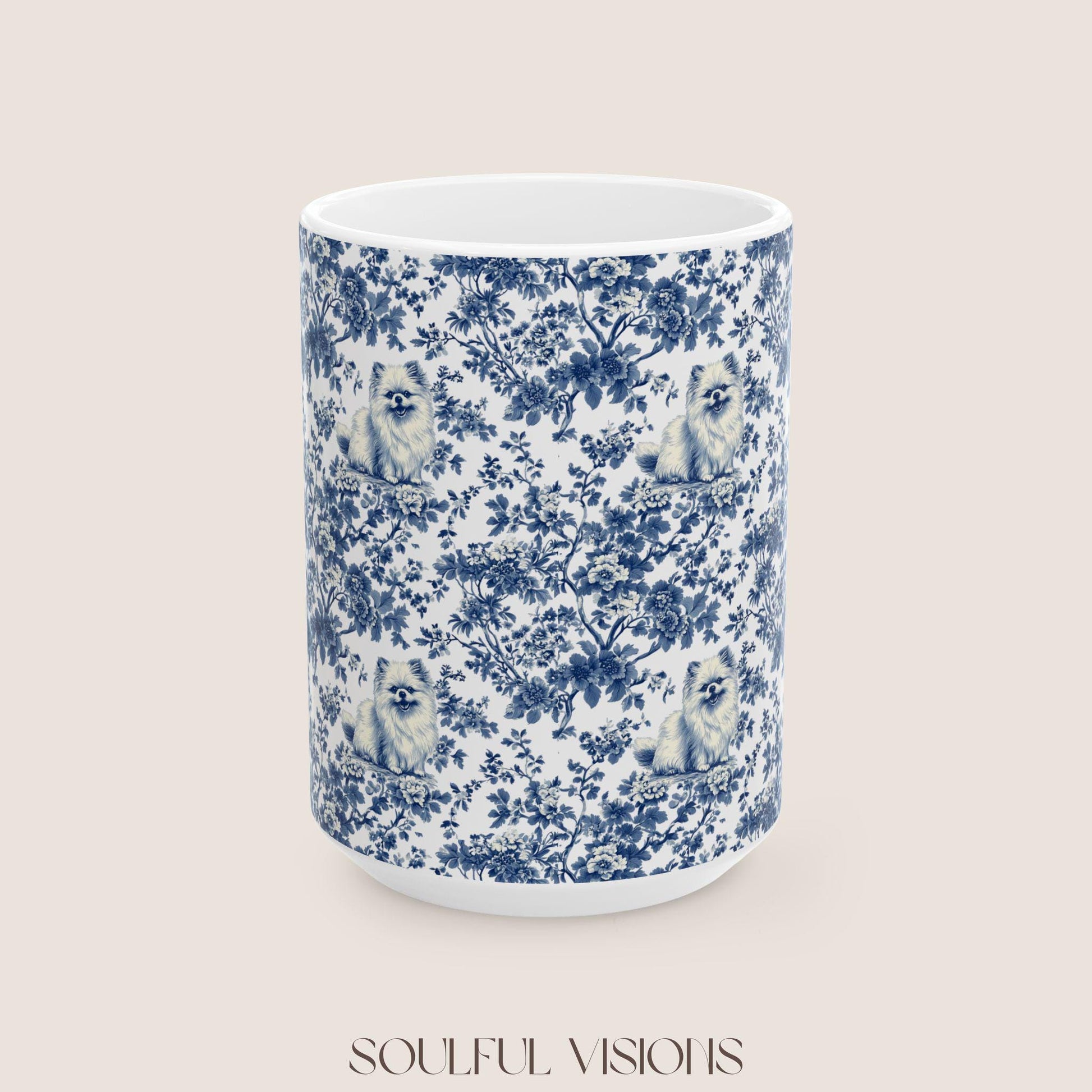 Pomeranian French Pink toile de jouy Mug, Pomeranian Mug, Pomeranian Gifts, Pomeranian, Pomeranian Mugs, Pomeranian lover Gift