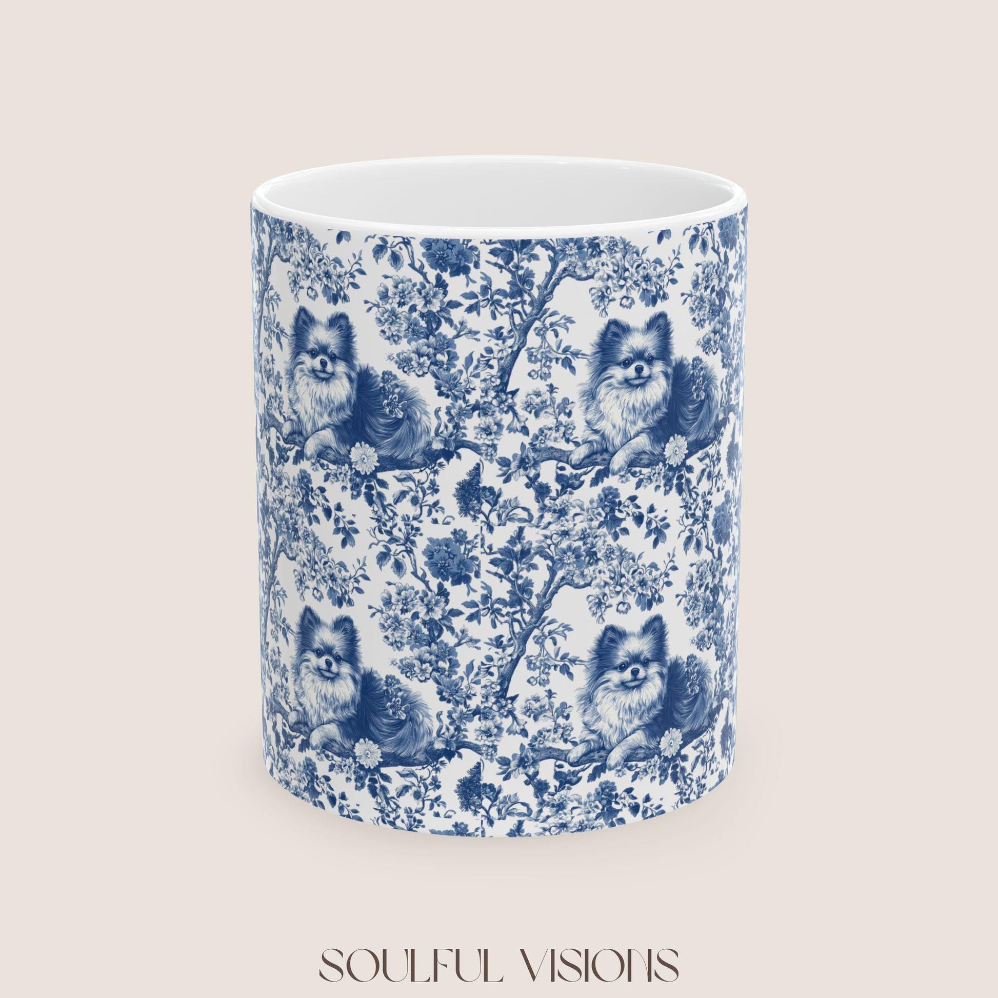 Pomeranian French Pink toile de jouy Mug, Pomeranian Mug, Pomeranian Gifts, Pomeranian, Pomeranian Mugs, Pomeranian lover Gift