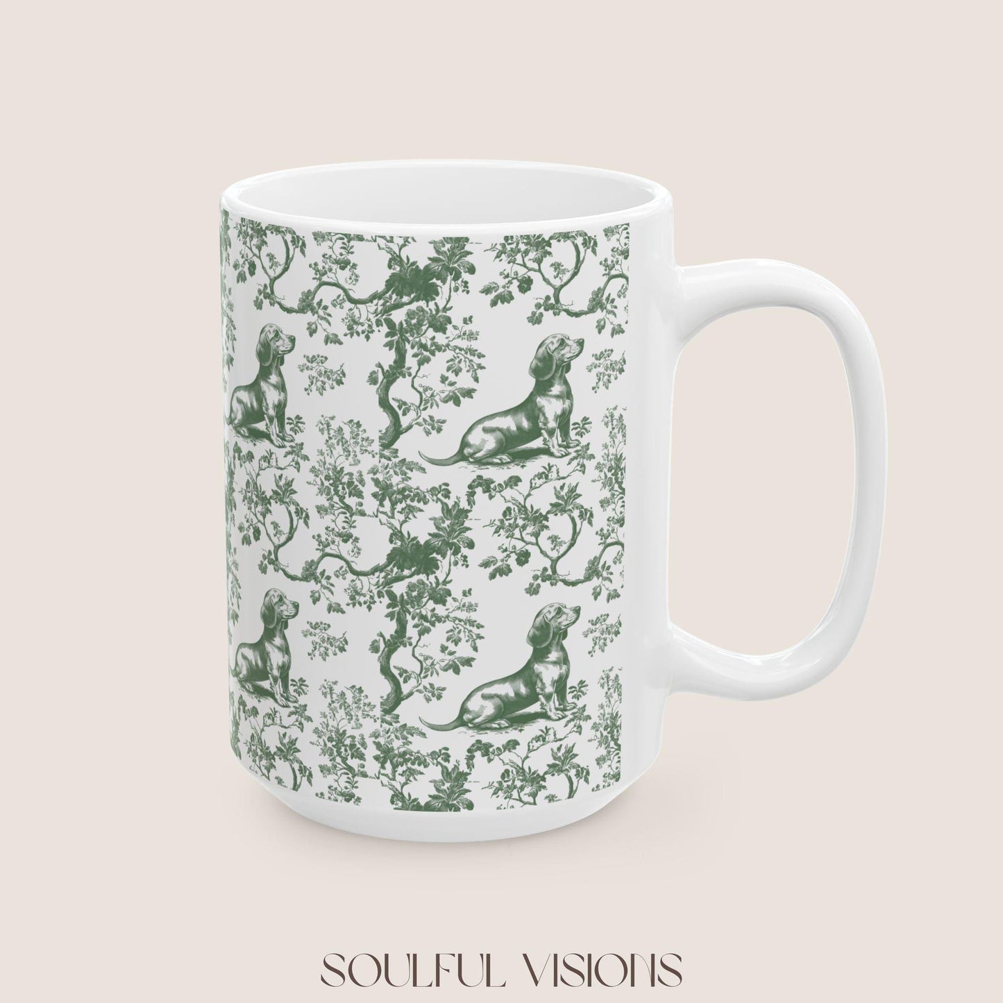 Dachshund French Toile de Jouy Mug, Dachshund mugs, Doxie Mom Mugs, Sausage Dog Lover Gifts, Dachshund, Dog Drinkware, Dachshund gift