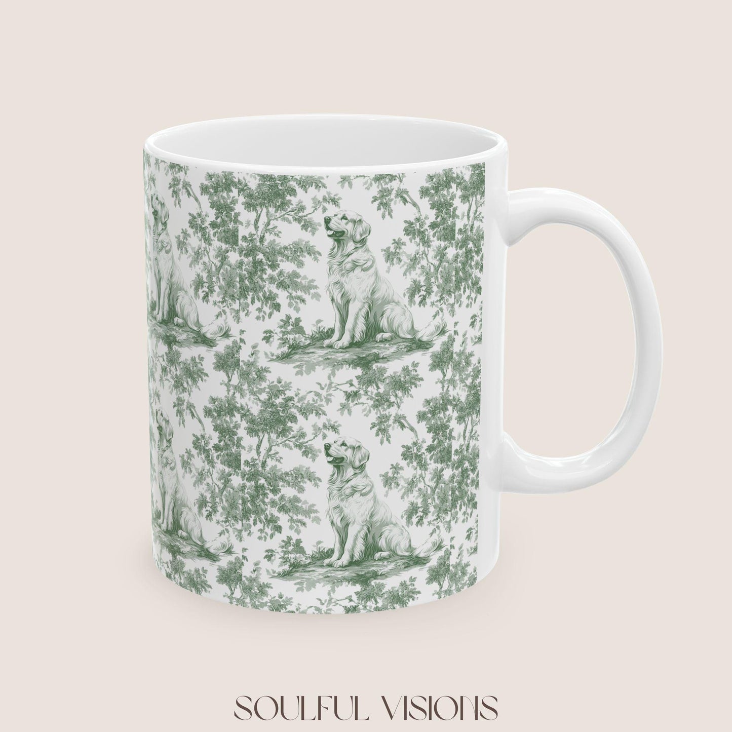 Golden Retriever French Pastel Toile de Jouy Mug, Golden Retriever, Golden Retriever ceramic mug, Retriever Mug, Golden Retriever Lover Gift
