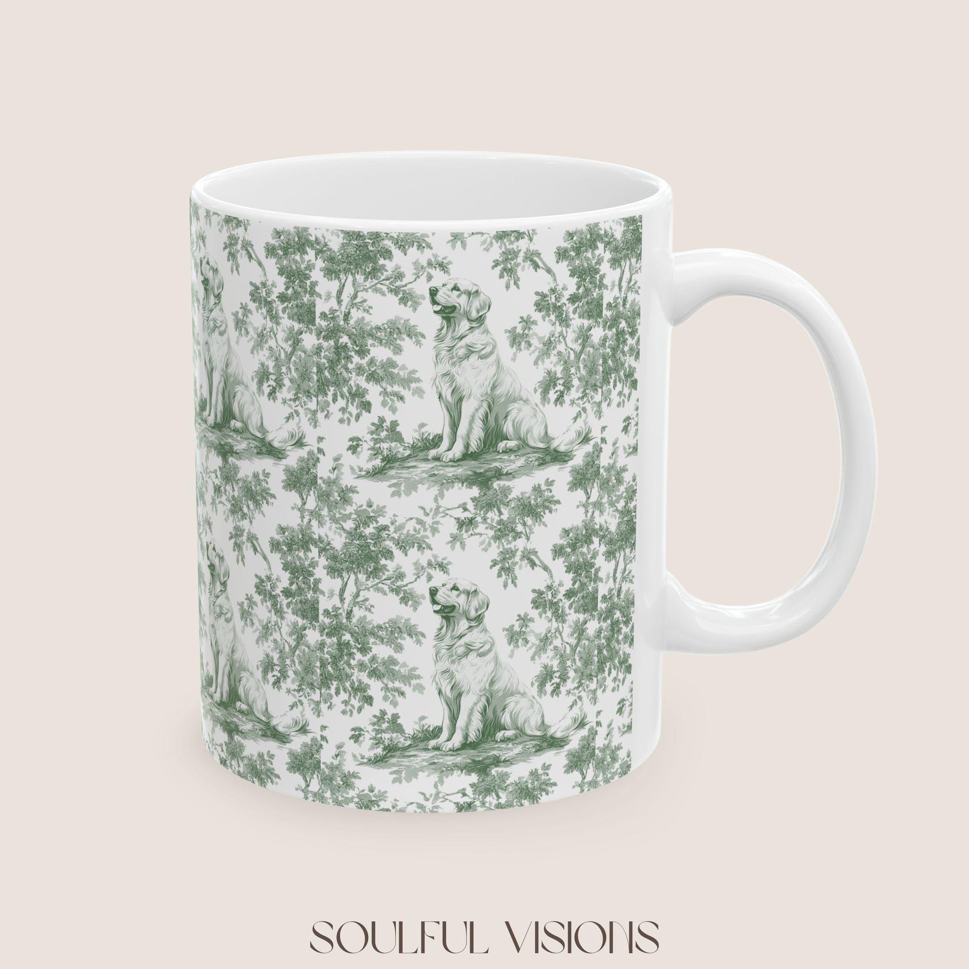 Golden Retriever French Pastel Toile de Jouy Mug, Golden Retriever, Golden Retriever ceramic mug, Retriever Mug, Golden Retriever Lover Gift
