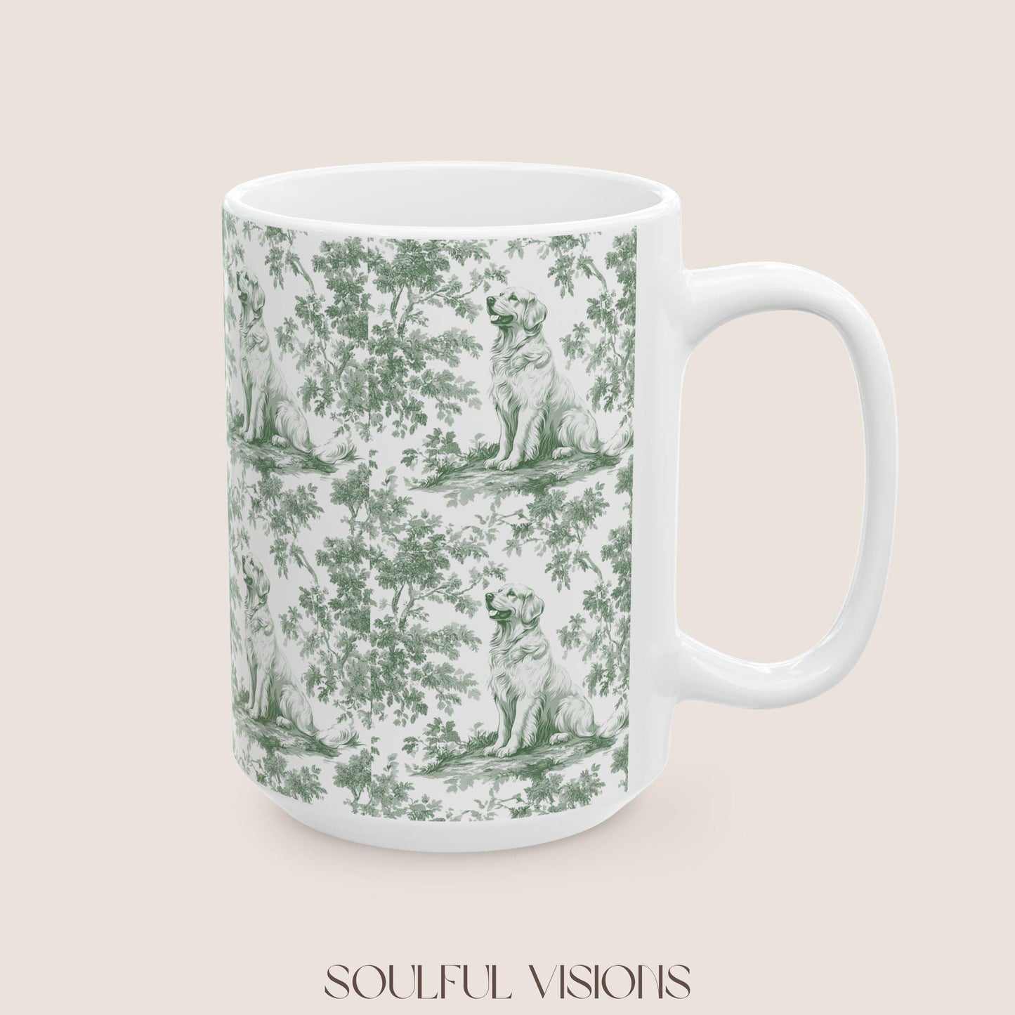 Golden Retriever French Pastel Toile de Jouy Mug, Golden Retriever, Golden Retriever ceramic mug, Retriever Mug, Golden Retriever Lover Gift