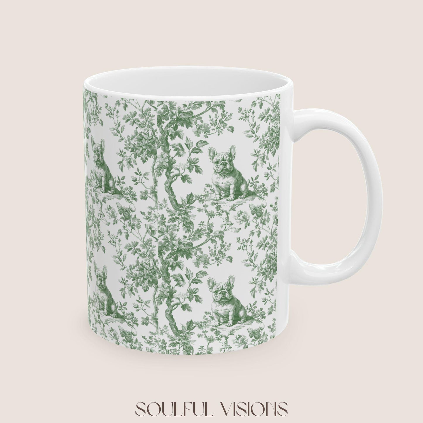 French Bulldog French Toile De Jouy Mug, French Bulldog Mug, Frenchie mom, French Bulldog, French Bulldog Lover gift, Frenchie Coffee Mug