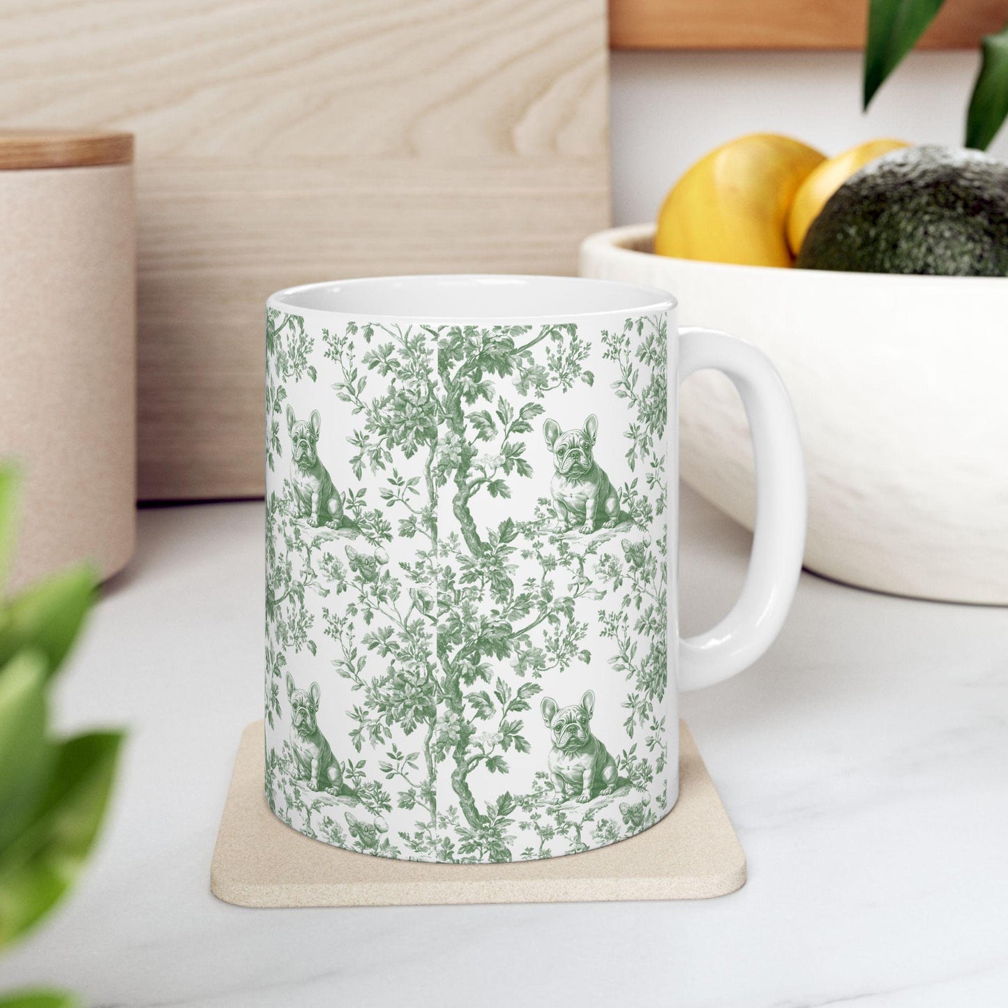 French Bulldog French Toile De Jouy Mug, French Bulldog Mug, Frenchie mom, French Bulldog, French Bulldog Lover gift, Frenchie Coffee Mug