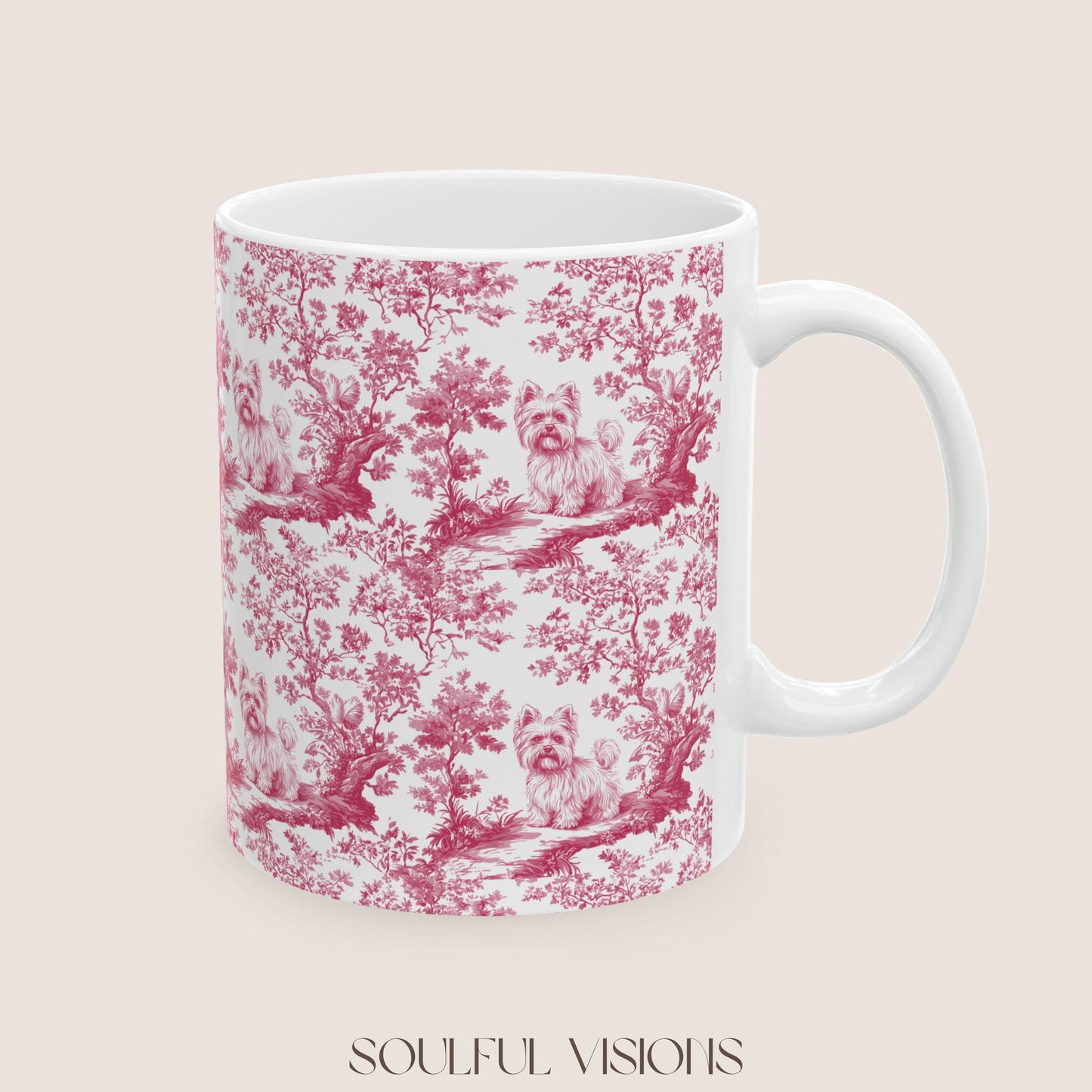 Yorkie French Pink toile de jouy Mug, Yorkie Mug, Yorkie Gifts, Yorkshire terrier, Yorkie mom, Yorkie lover, Dog mom Mug, Yorkie Owner Gift