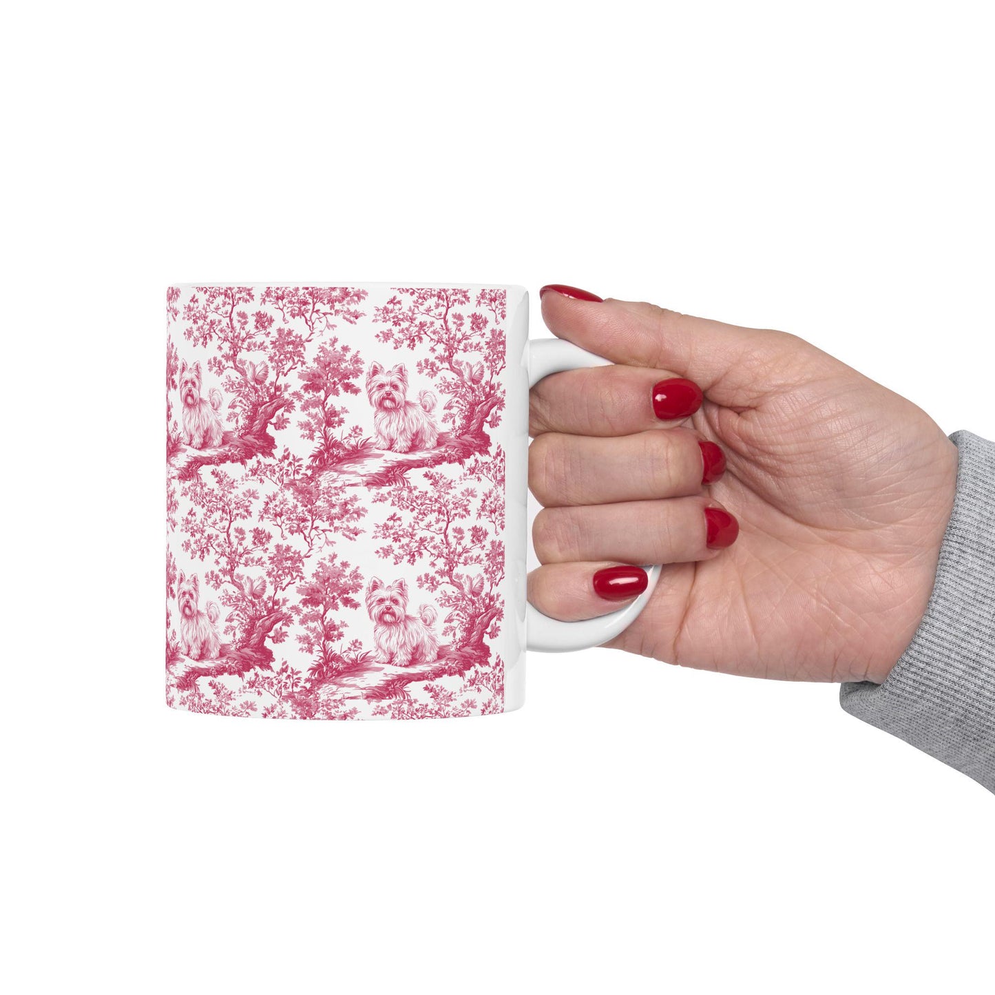 Yorkie French Pink toile de jouy Mug, Yorkie Mug, Yorkie Gifts, Yorkshire terrier, Yorkie mom, Yorkie lover, Dog mom Mug, Yorkie Owner Gift