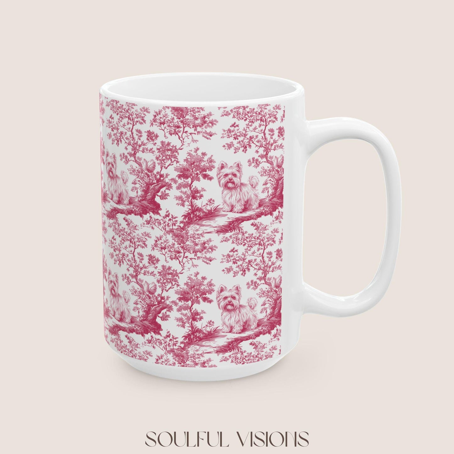 Yorkie French Pink toile de jouy Mug, Yorkie Mug, Yorkie Gifts, Yorkshire terrier, Yorkie mom, Yorkie lover, Dog mom Mug, Yorkie Owner Gift