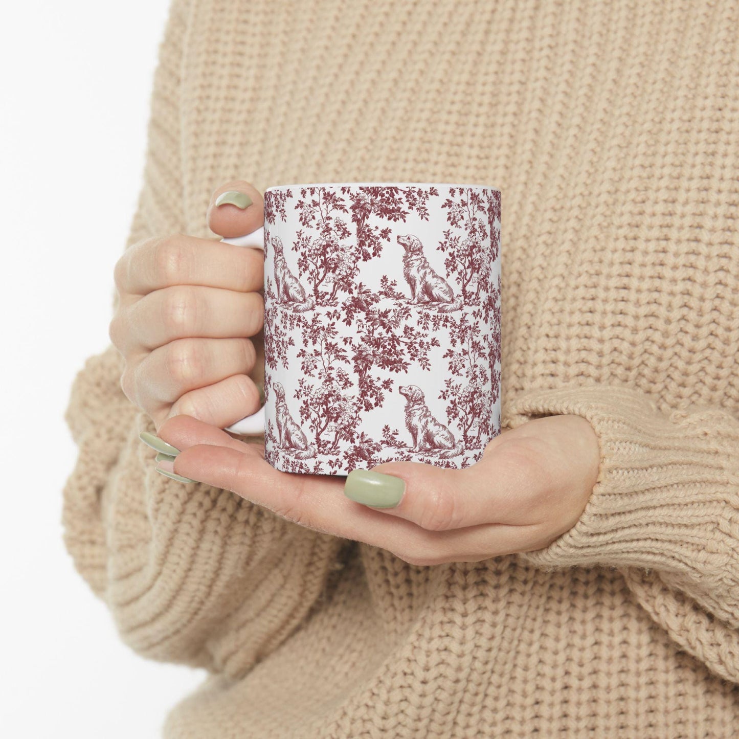 Golden Retriever French Burgundy Toile de Jouy Mug, Golden Retriever, Golden Retriever mug, Retriever Mugs, Golden Retriever Lover Gift