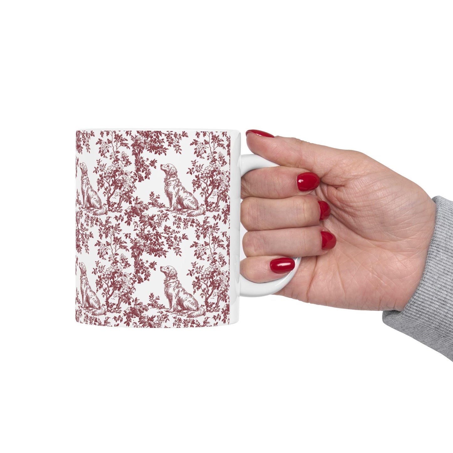 Golden Retriever French Burgundy Toile de Jouy Mug, Golden Retriever, Golden Retriever mug, Retriever Mugs, Golden Retriever Lover Gift