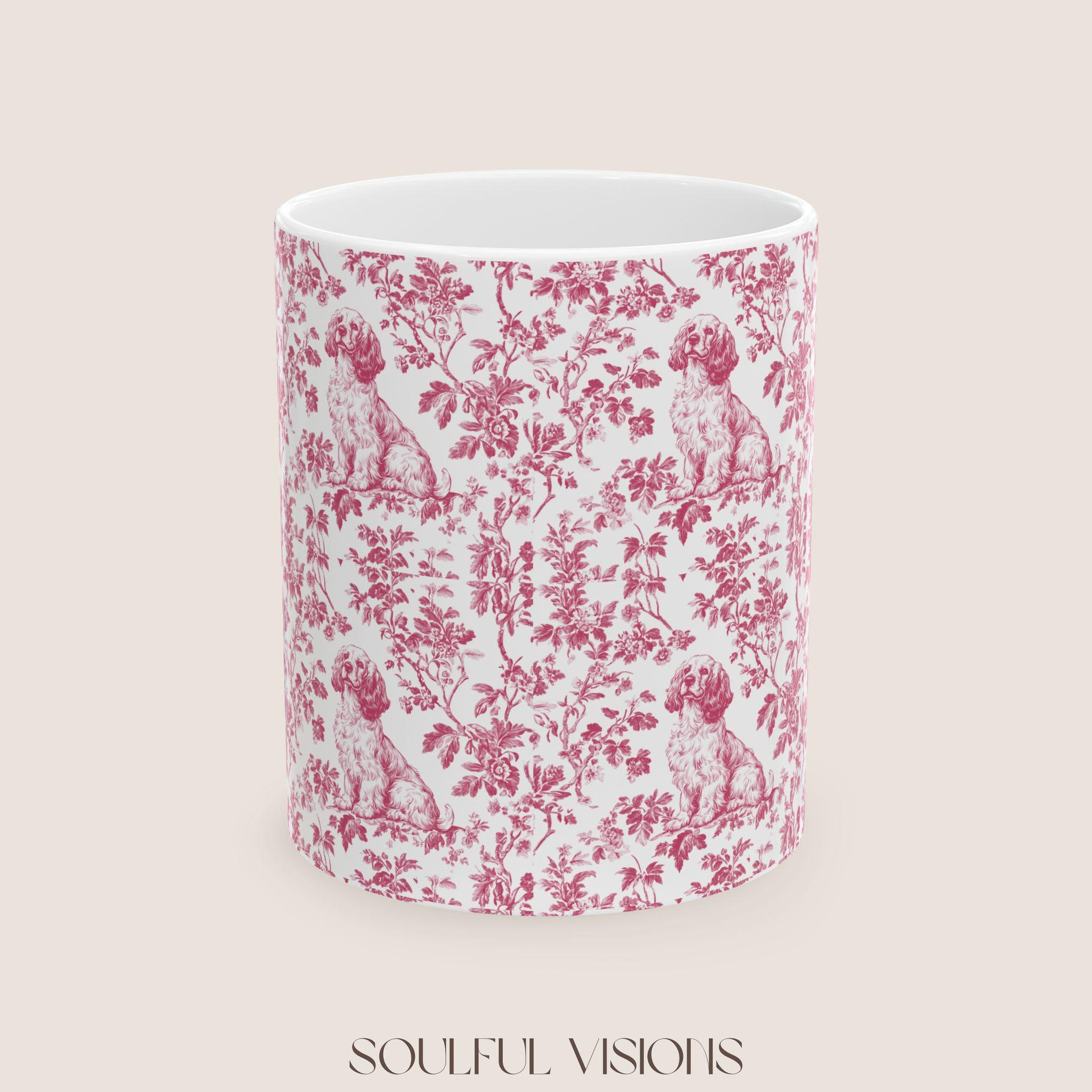 Cocker Spaniel French Pink Toile De Jouy Mug , Cocker Spaniel Mug, Spaniel, American Cocker Spaniel, Cocker Spaniel Lover Gift, Spaniel Mugs