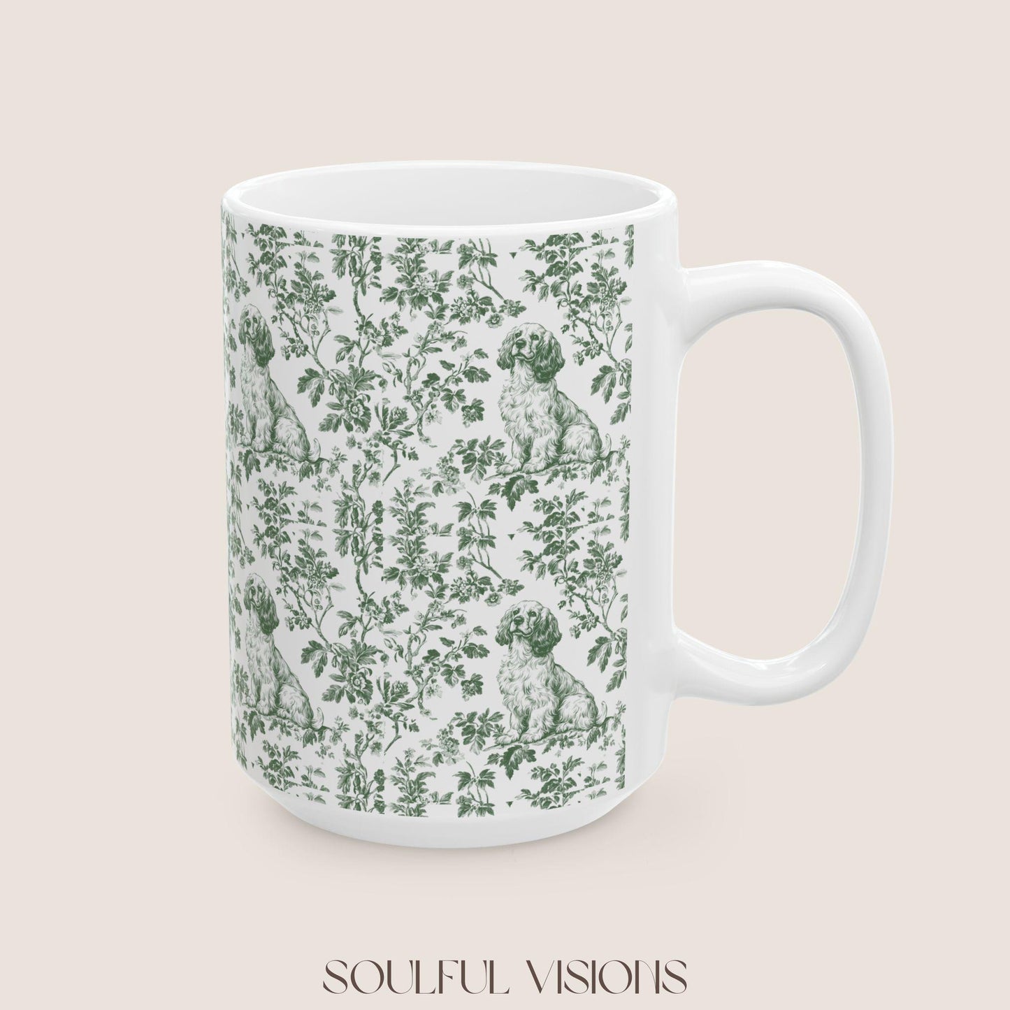 Cocker Spaniel French Toile De Jouy Mug , Cocker Spaniel Mug, Spaniel, American Cocker Spaniel, Cocker Spaniel Lover Gift, Spaniel Mugs