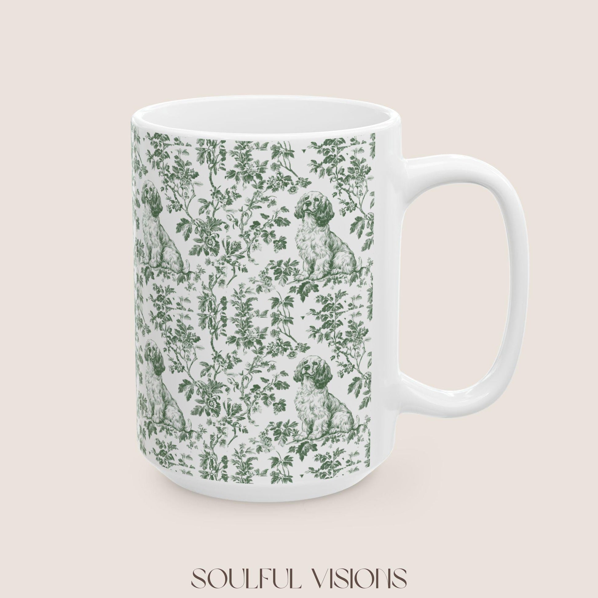 Cocker Spaniel French Toile De Jouy Mug , Cocker Spaniel Mug, Spaniel, American Cocker Spaniel, Cocker Spaniel Lover Gift, Spaniel Mugs