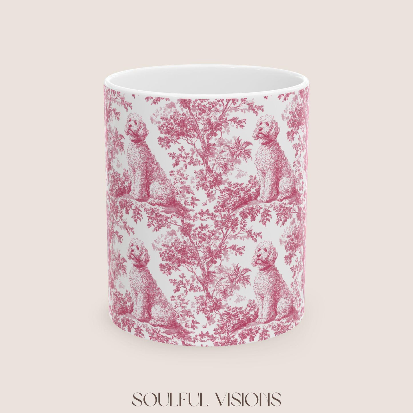 Golden doodle French Pink Toile de Jouy Mug, Golden doodle Mugs, Doodle, Golden doodle gift, Goldendoodle, Doodle mama Gift, Doodle Mom