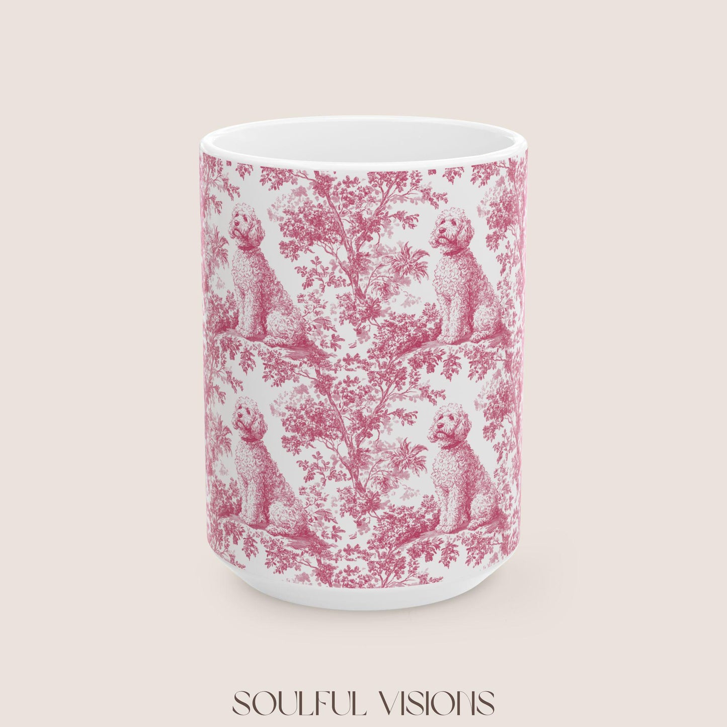 Golden doodle French Pink Toile de Jouy Mug, Golden doodle Mugs, Doodle, Golden doodle gift, Goldendoodle, Doodle mama Gift, Doodle Mom