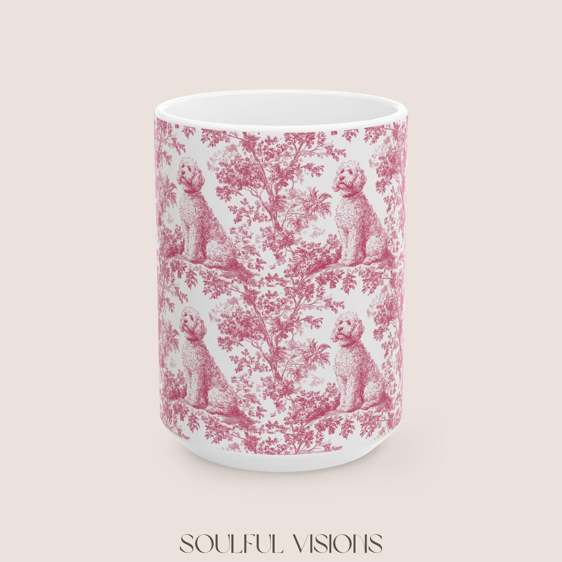 Golden doodle French Pink Toile de Jouy Mug, Golden doodle Mugs, Doodle, Golden doodle gift, Goldendoodle, Doodle mama Gift, Doodle Mom