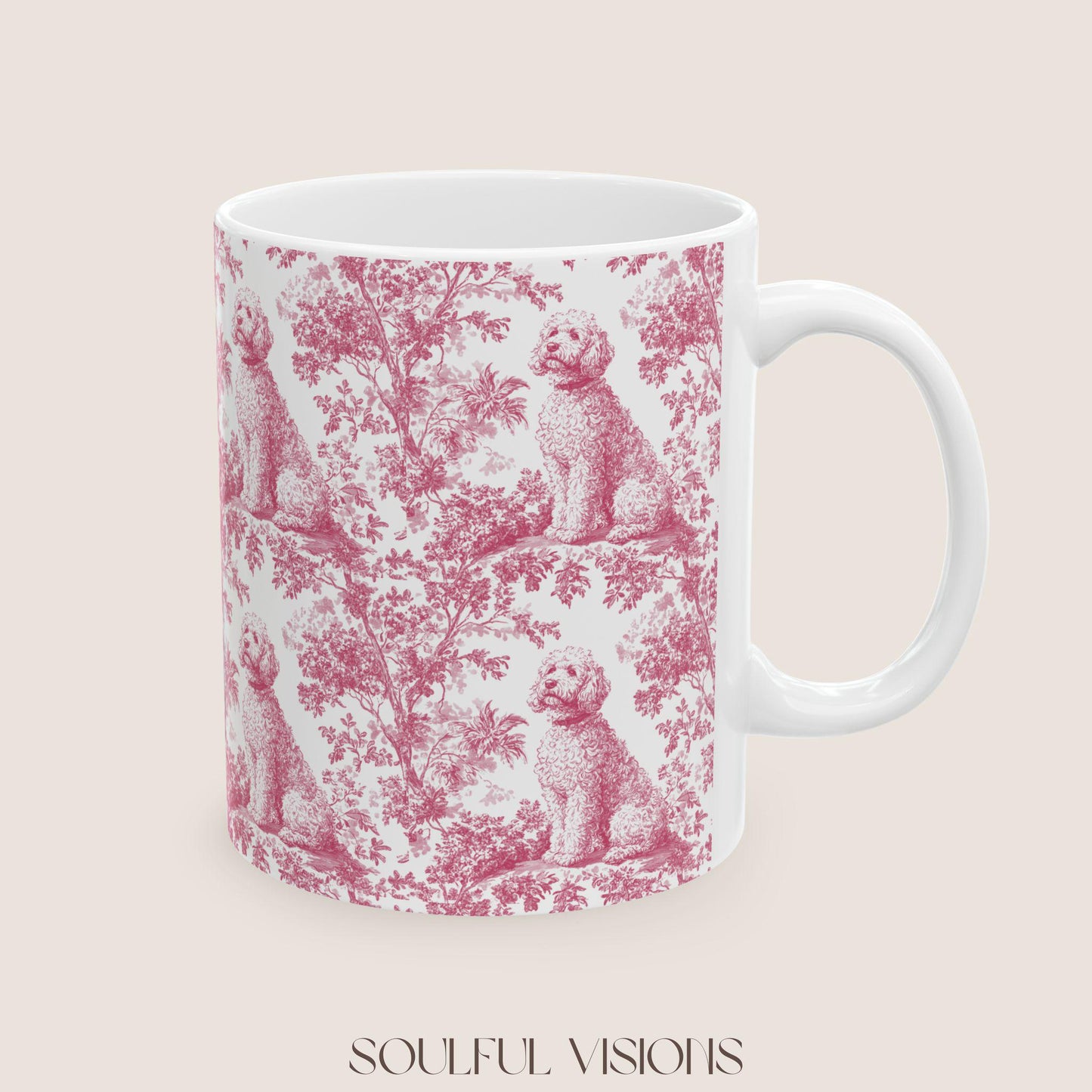 Golden doodle French Pink Toile de Jouy Mug, Golden doodle Mugs, Doodle, Golden doodle gift, Goldendoodle, Doodle mama Gift, Doodle Mom