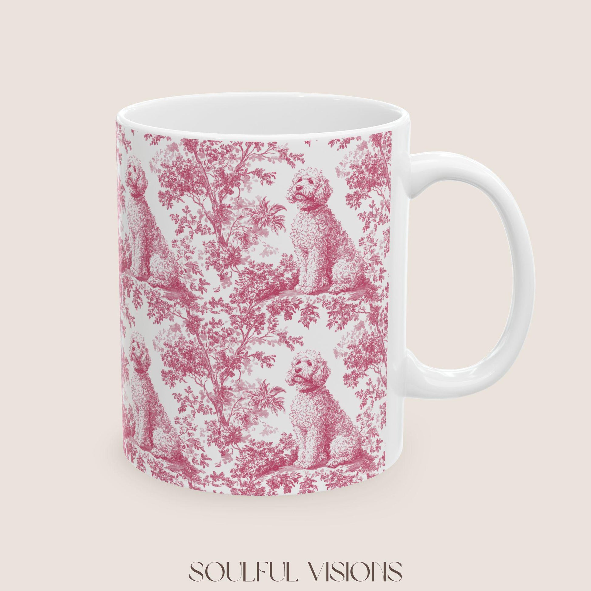 Golden doodle French Pink Toile de Jouy Mug, Golden doodle Mugs, Doodle, Golden doodle gift, Goldendoodle, Doodle mama Gift, Doodle Mom