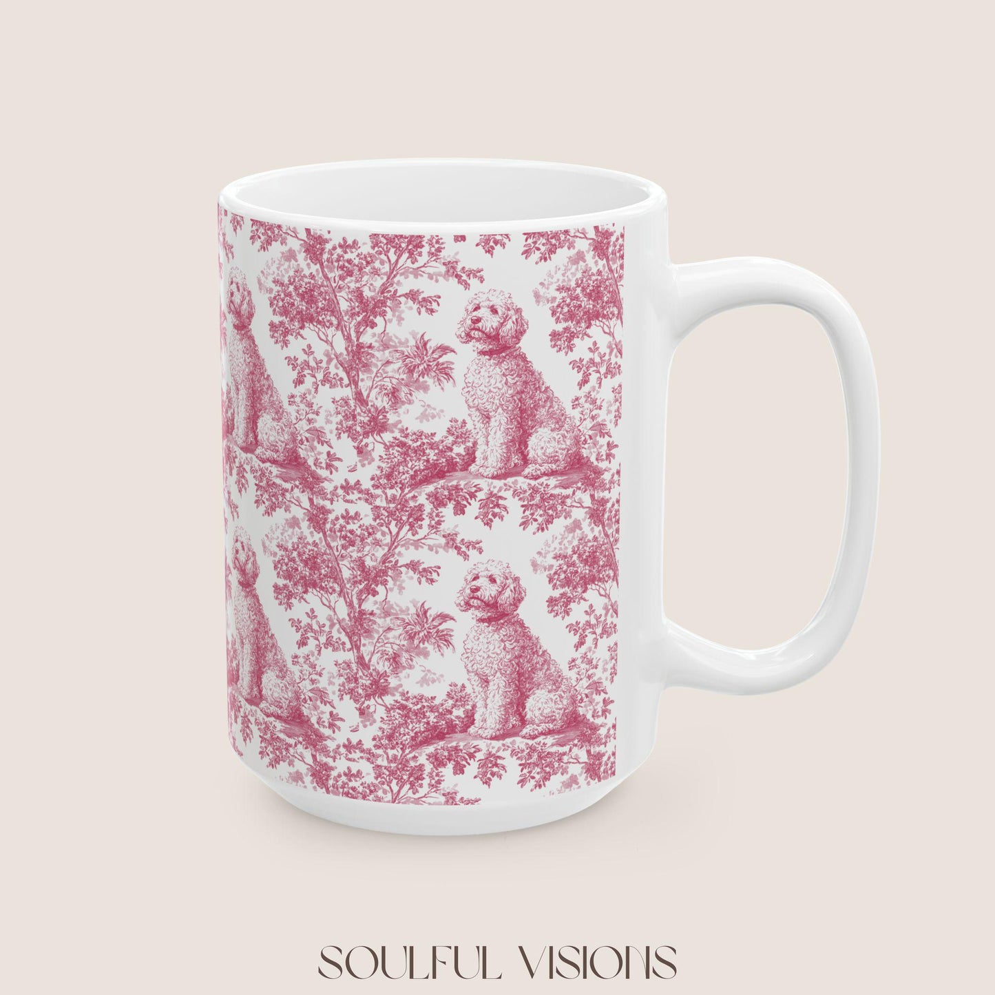 Golden doodle French Pink Toile de Jouy Mug, Golden doodle Mugs, Doodle, Golden doodle gift, Goldendoodle, Doodle mama Gift, Doodle Mom