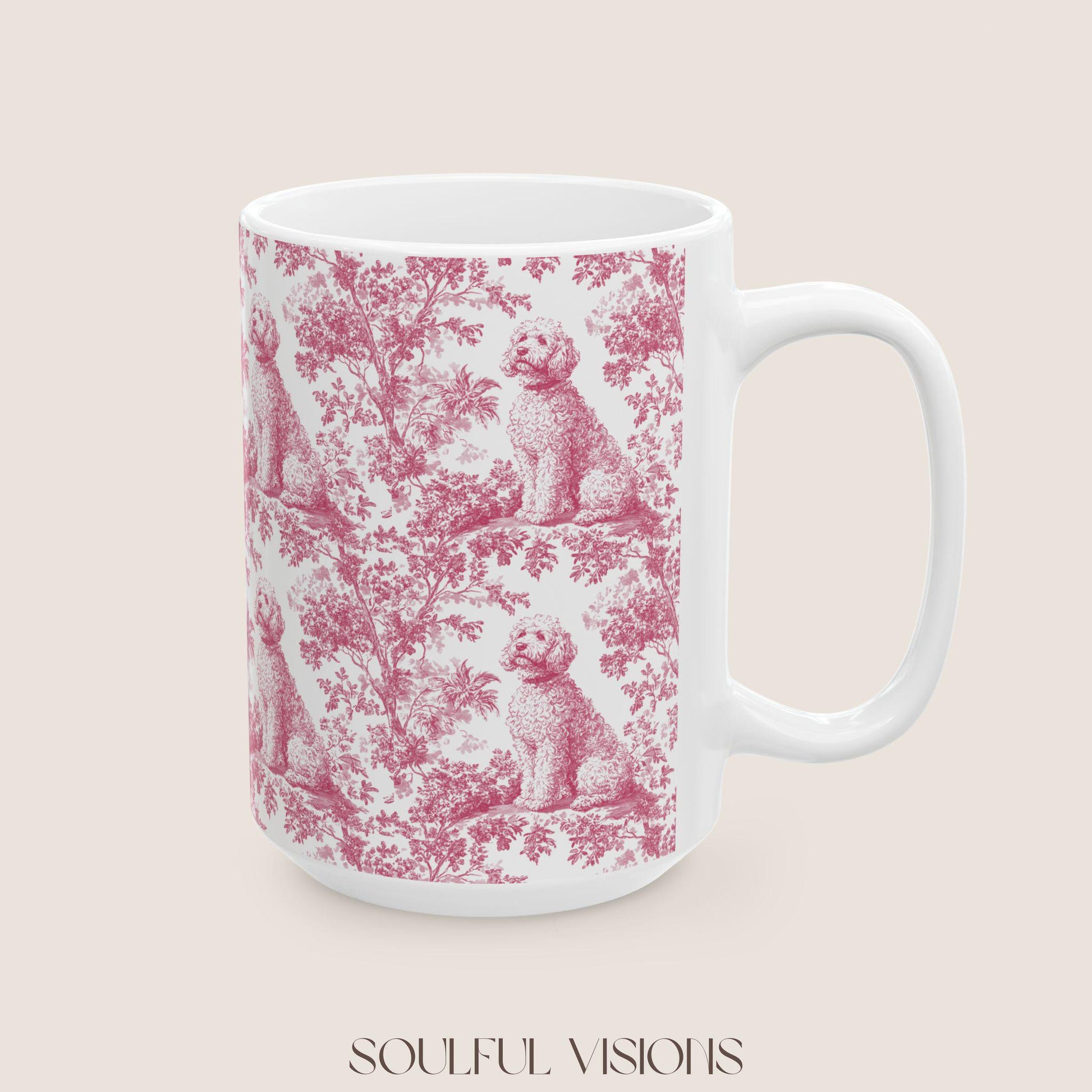 Golden doodle French Pink Toile de Jouy Mug, Golden doodle Mugs, Doodle, Golden doodle gift, Goldendoodle, Doodle mama Gift, Doodle Mom