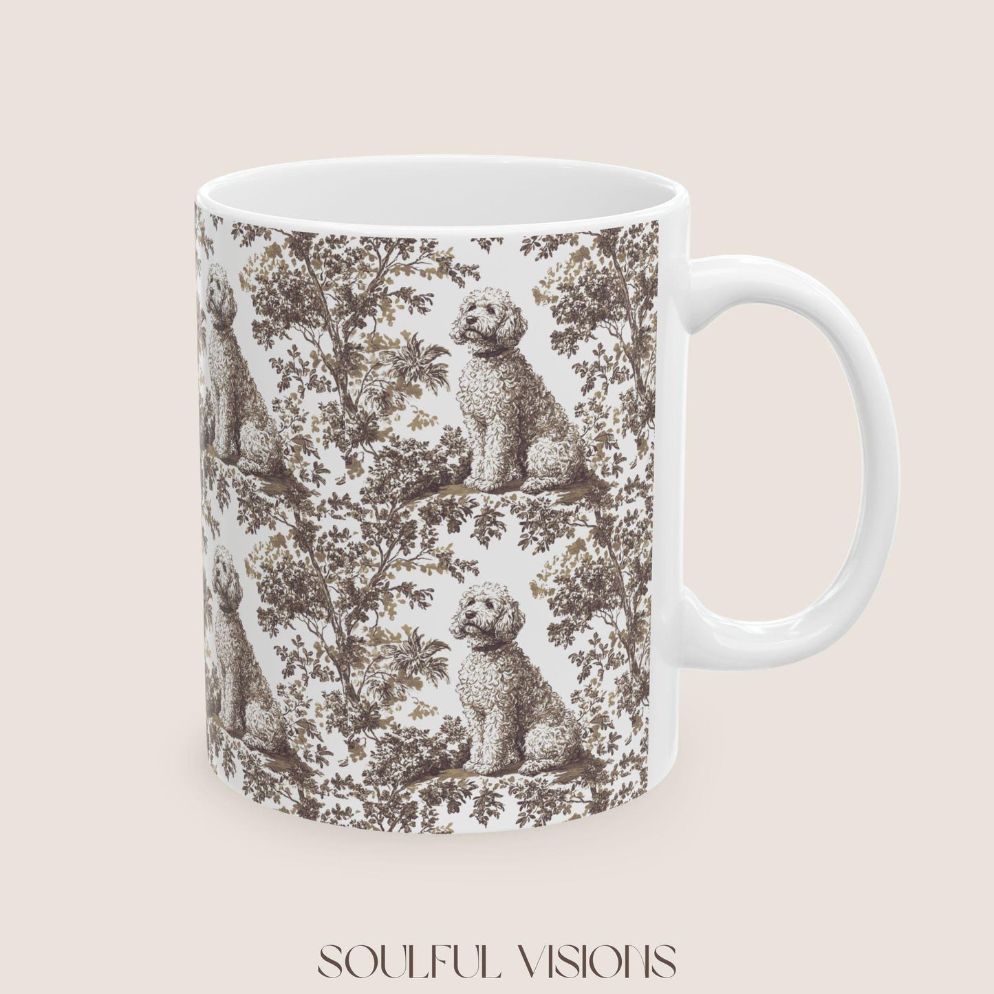 Golden doodle French Toile de Jouy Mug, Golden doodle Mugs, Doodle Gift, Golden doodle gift, Goldendoodle, Doodle mama Gift, Doodle Mom