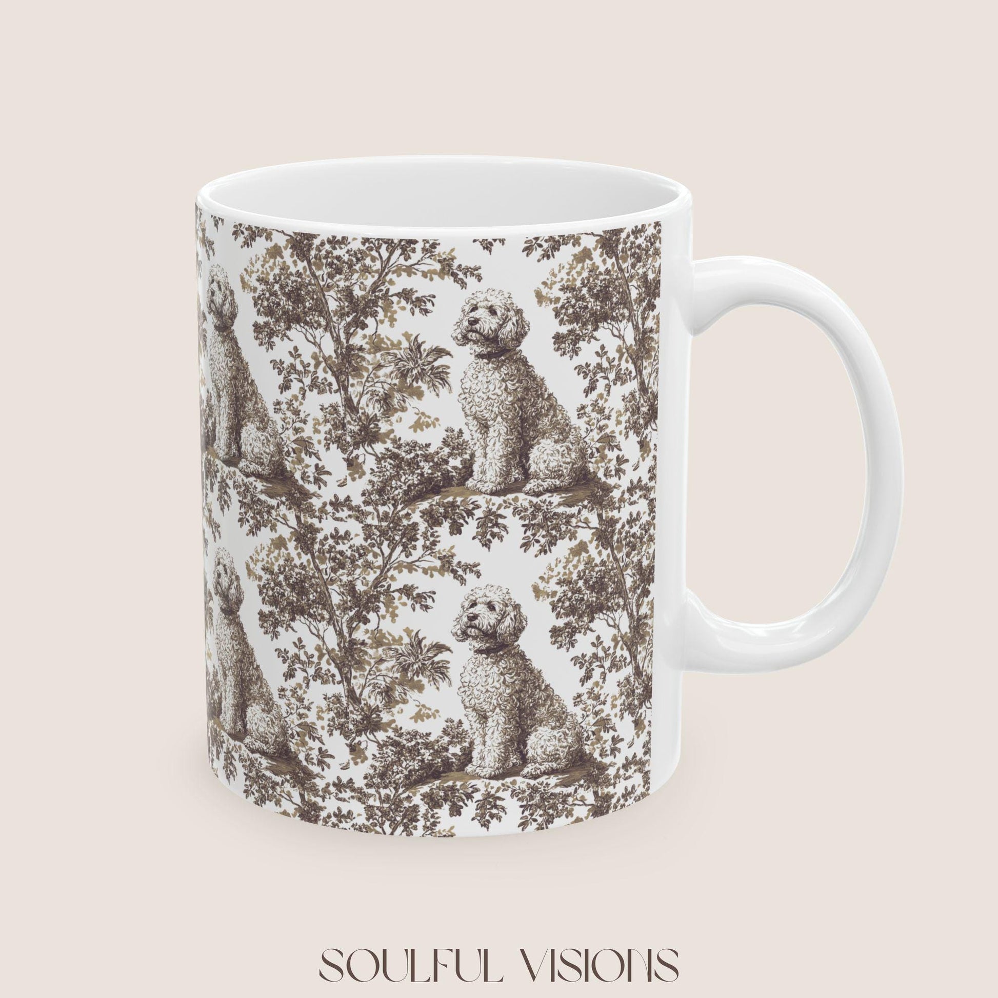 Golden doodle French Toile de Jouy Mug, Golden doodle Mugs, Doodle Gift, Golden doodle gift, Goldendoodle, Doodle mama Gift, Doodle Mom