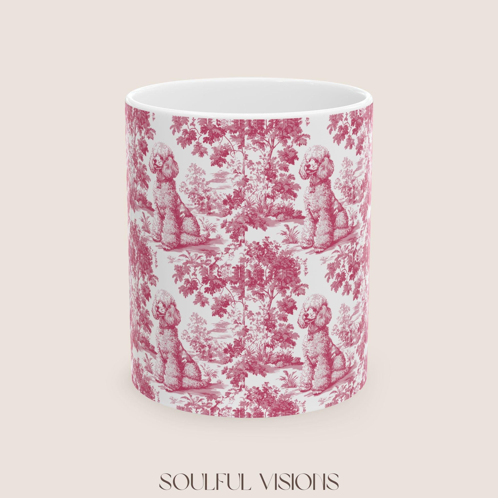 Poodle French Pink Toile de Jouy Mug, Dog Coffee Mugs, Poodle Coffee Mug 15 oz 11 oz, Poodle Mom Gifts, Poodle Mugs, Poodle Lover Gift