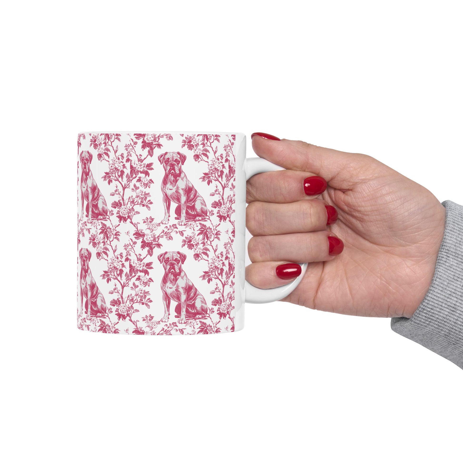 Boxer Dog French Pink Toile De Jouy Mug, boxer dog Mug, Boxer, boxer dog gifts, boxer dog mom, boxer dog gift, Dog blue toile mug