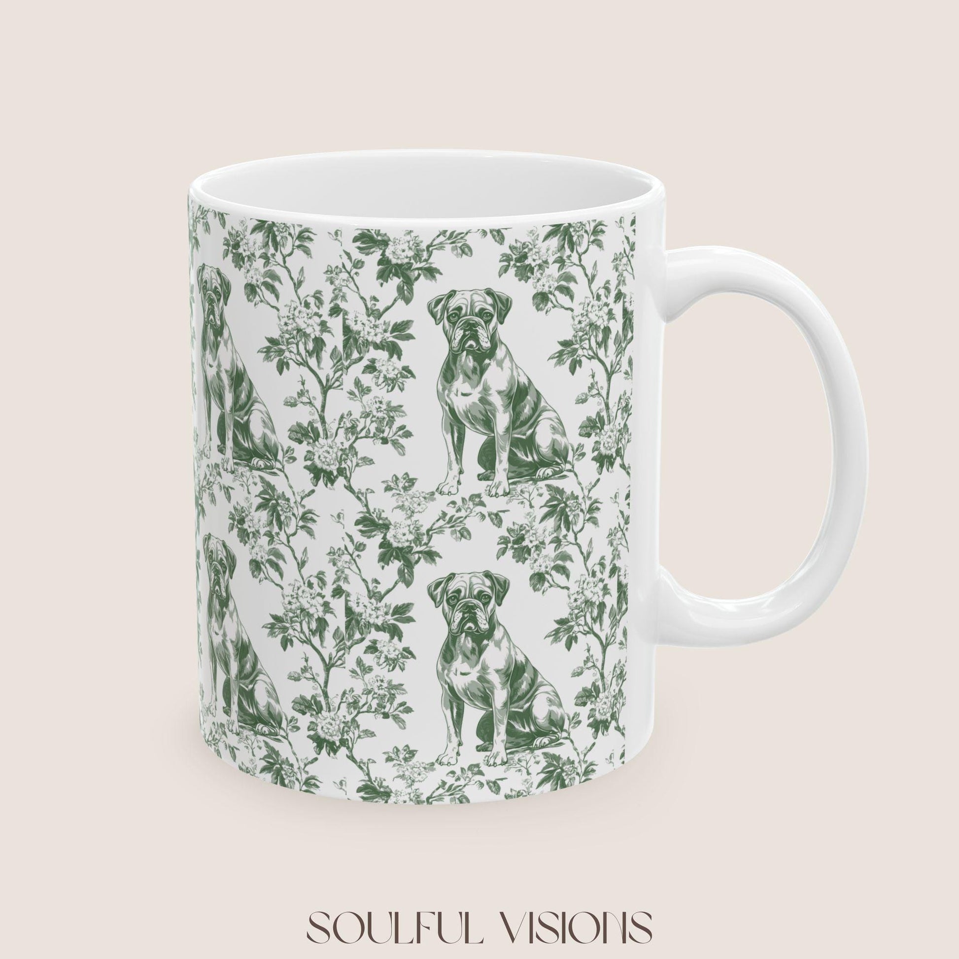 Boxer Dog French Pastel Toile De Jouy Mug, boxer dog Mug, Boxer, boxer dog gifts, boxer dog mom, boxer dog gift, Dog blue toile mug