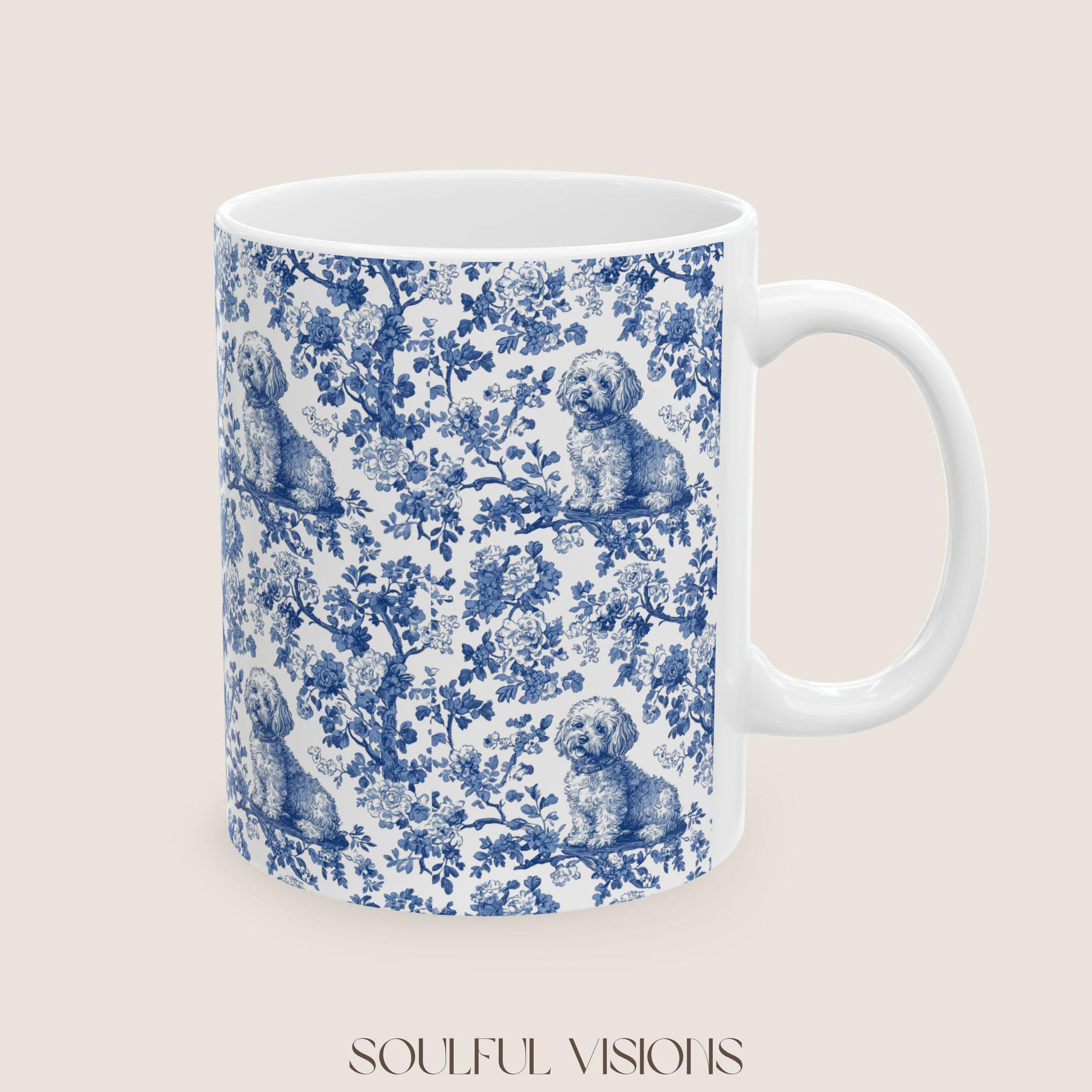 Bichon Frise French Toile De Jouy Mug, Bichon Frise Mug, Bichon Lover Gift, Bichon Frise, Bichon Frise Owner, Bichon Frise Mom Gift