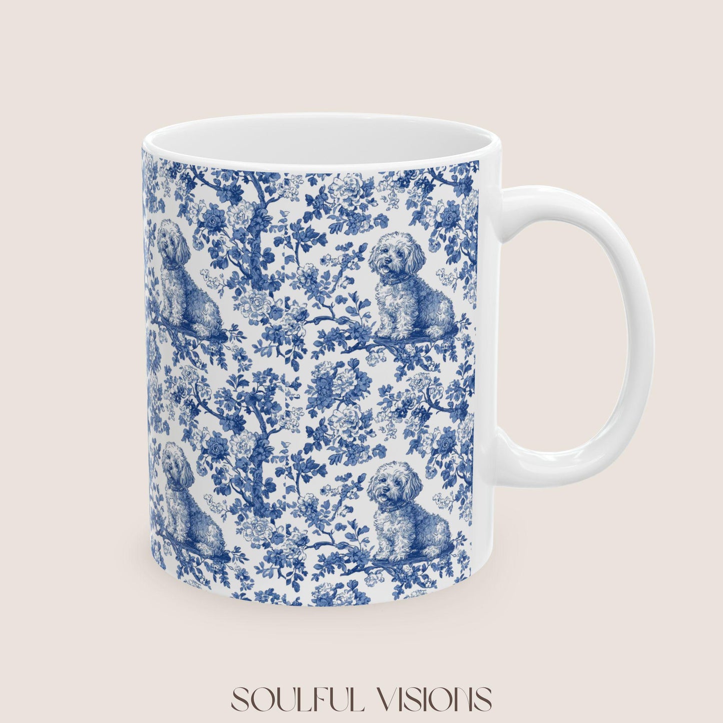 Bichon Frise French Toile De Jouy Mug, Bichon Frise Mug, Bichon Lover Gift, Bichon Frise, Bichon Frise Owner, Bichon Frise Mom Gift