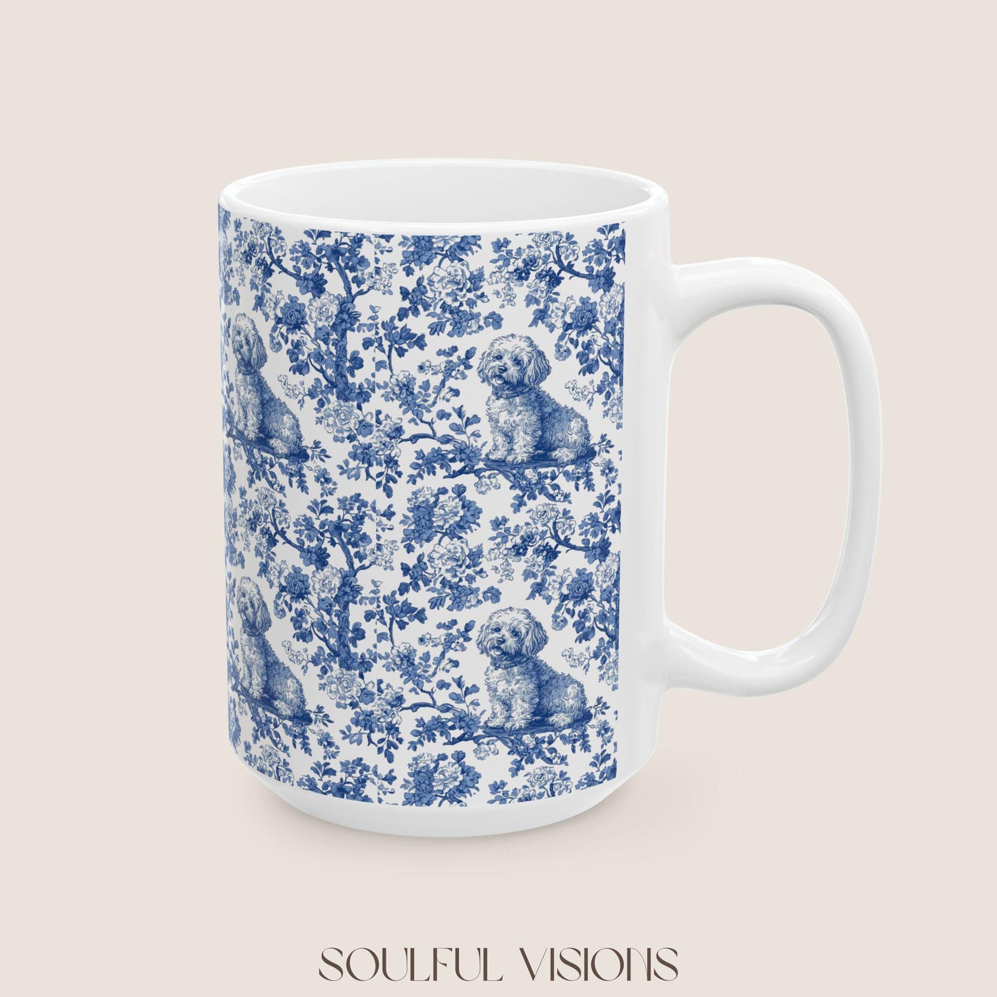 Bichon Frise French Toile De Jouy Mug, Bichon Frise Mug, Bichon Lover Gift, Bichon Frise, Bichon Frise Owner, Bichon Frise Mom Gift