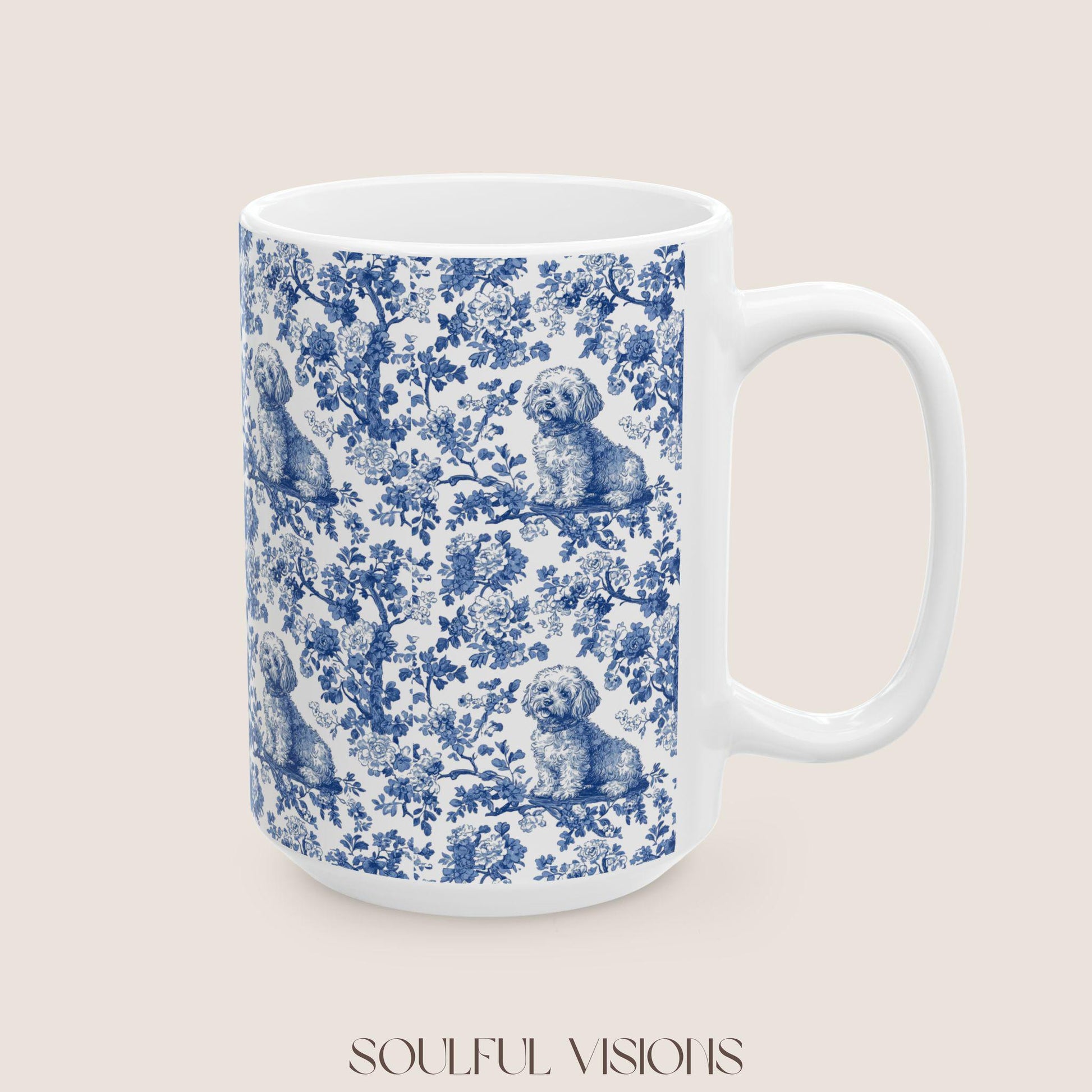 Bichon Frise French Toile De Jouy Mug, Bichon Frise Mug, Bichon Lover Gift, Bichon Frise, Bichon Frise Owner, Bichon Frise Mom Gift