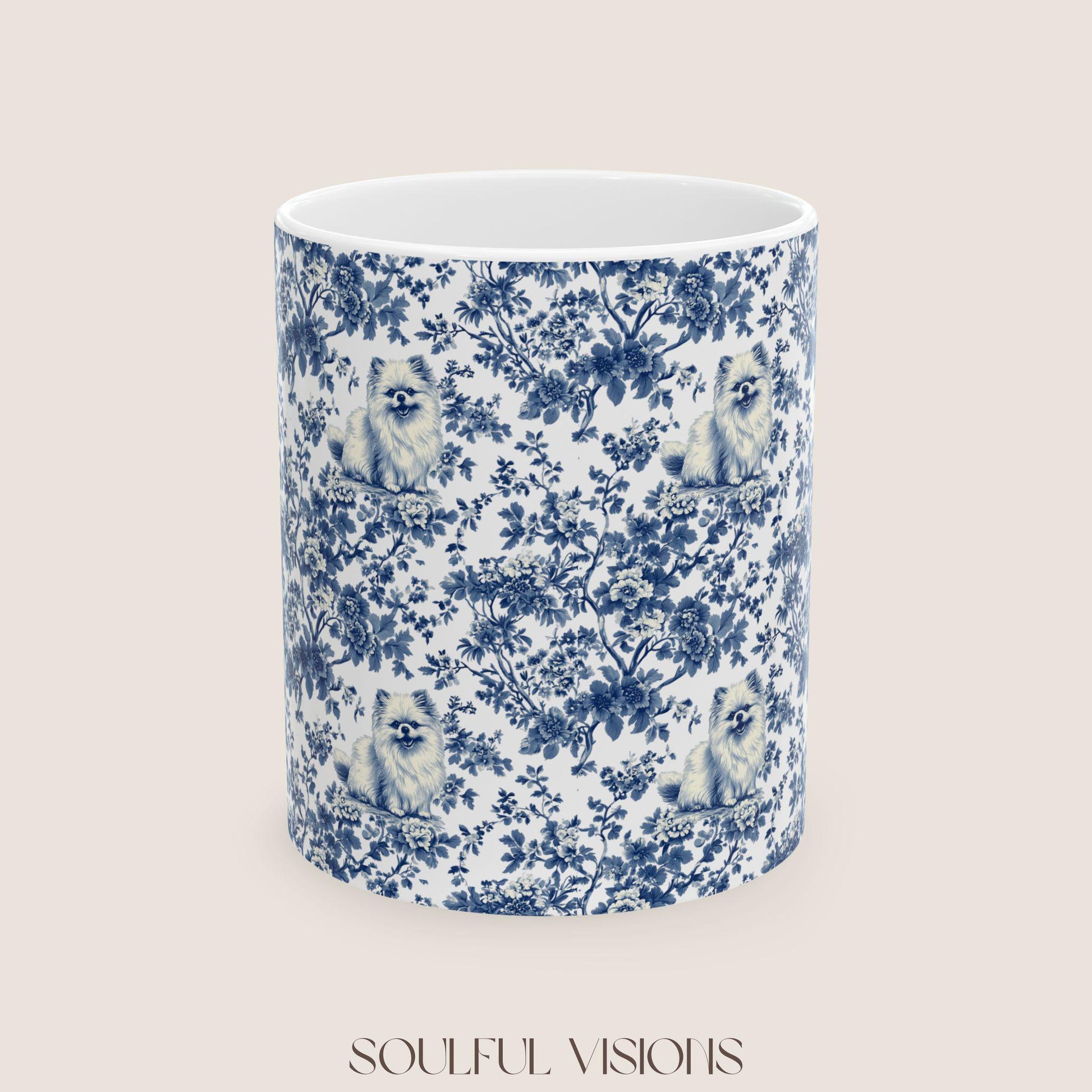 Pomeranian French Pink toile de jouy Mug, Pomeranian Mug, Pomeranian Gifts, Pomeranian, Pomeranian Mugs, Pomeranian lover Gift