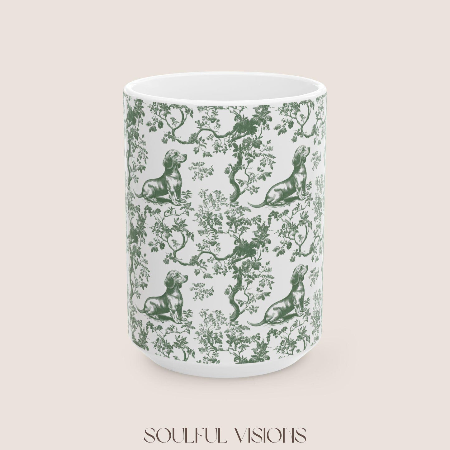 Dachshund French Toile de Jouy Mug, Dachshund mugs, Doxie Mom Mugs, Sausage Dog Lover Gifts, Dachshund, Dog Drinkware, Dachshund gift