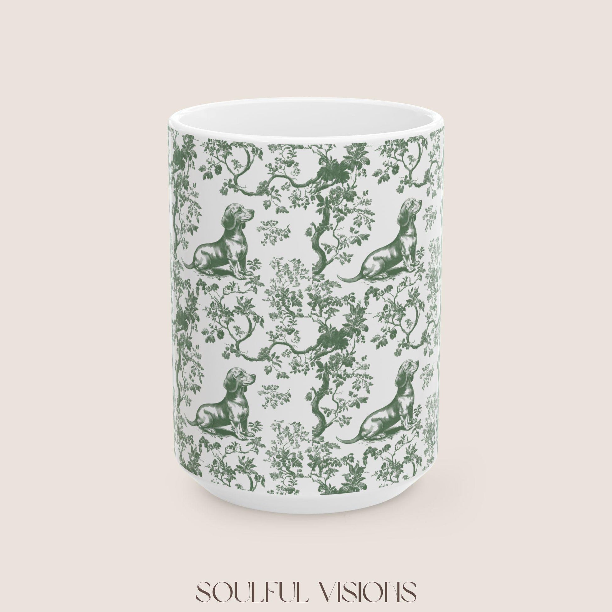 Dachshund French Toile de Jouy Mug, Dachshund mugs, Doxie Mom Mugs, Sausage Dog Lover Gifts, Dachshund, Dog Drinkware, Dachshund gift