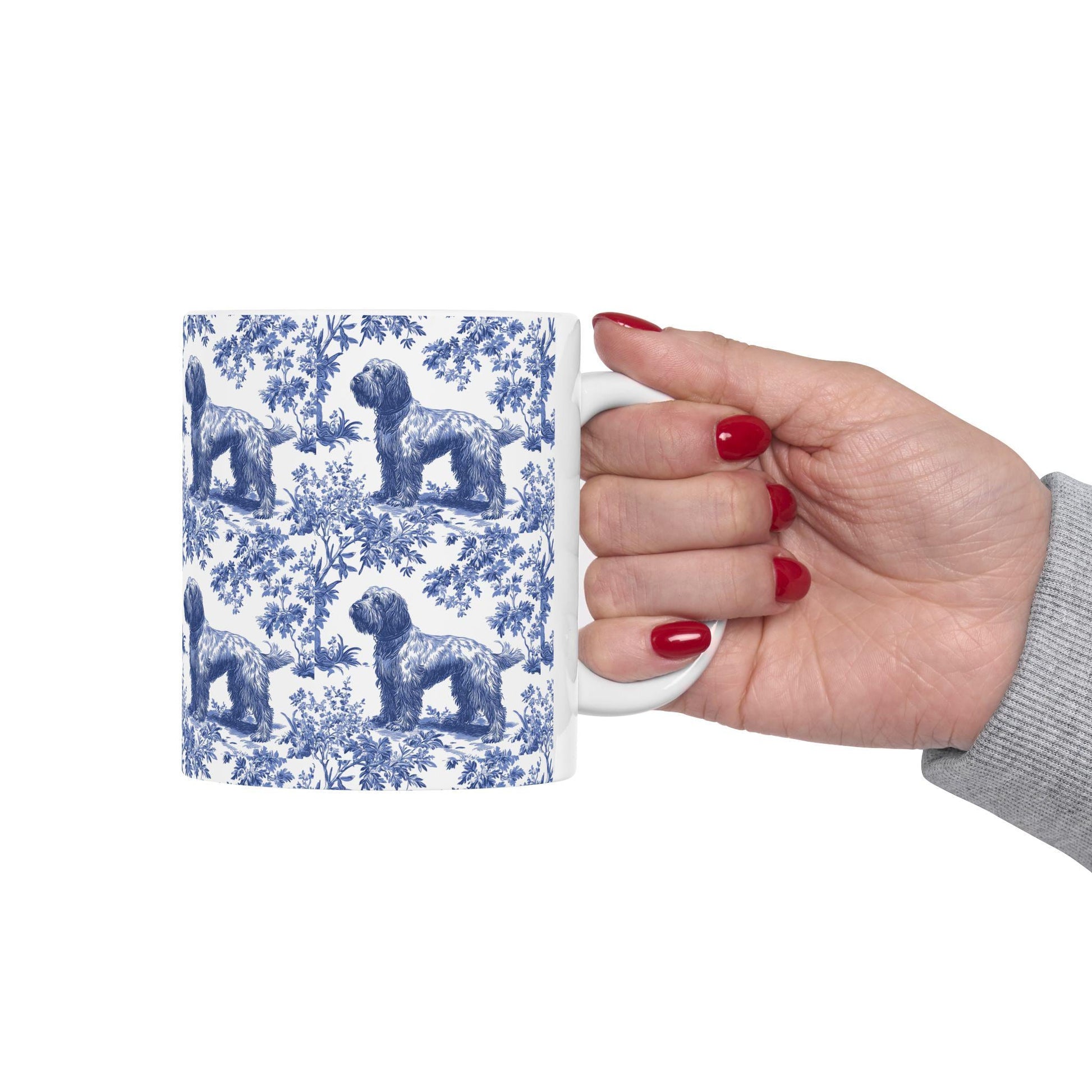 wirehaired pointing griffon French Blue toile de jouy Mug, Wirehaired Pointing Griffon Dog, Griffon Mug, Wirehaired Pointing Griffon Gift