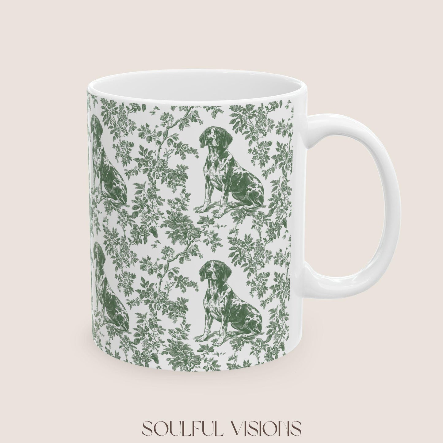 Pointer French Pastel Toile de Jouy Mug, GSP Coffee Mug 15 oz 11 oz, Pointer Mom Mug, German Shorthaired Pointer Gifts, GSP, GSP Gifts